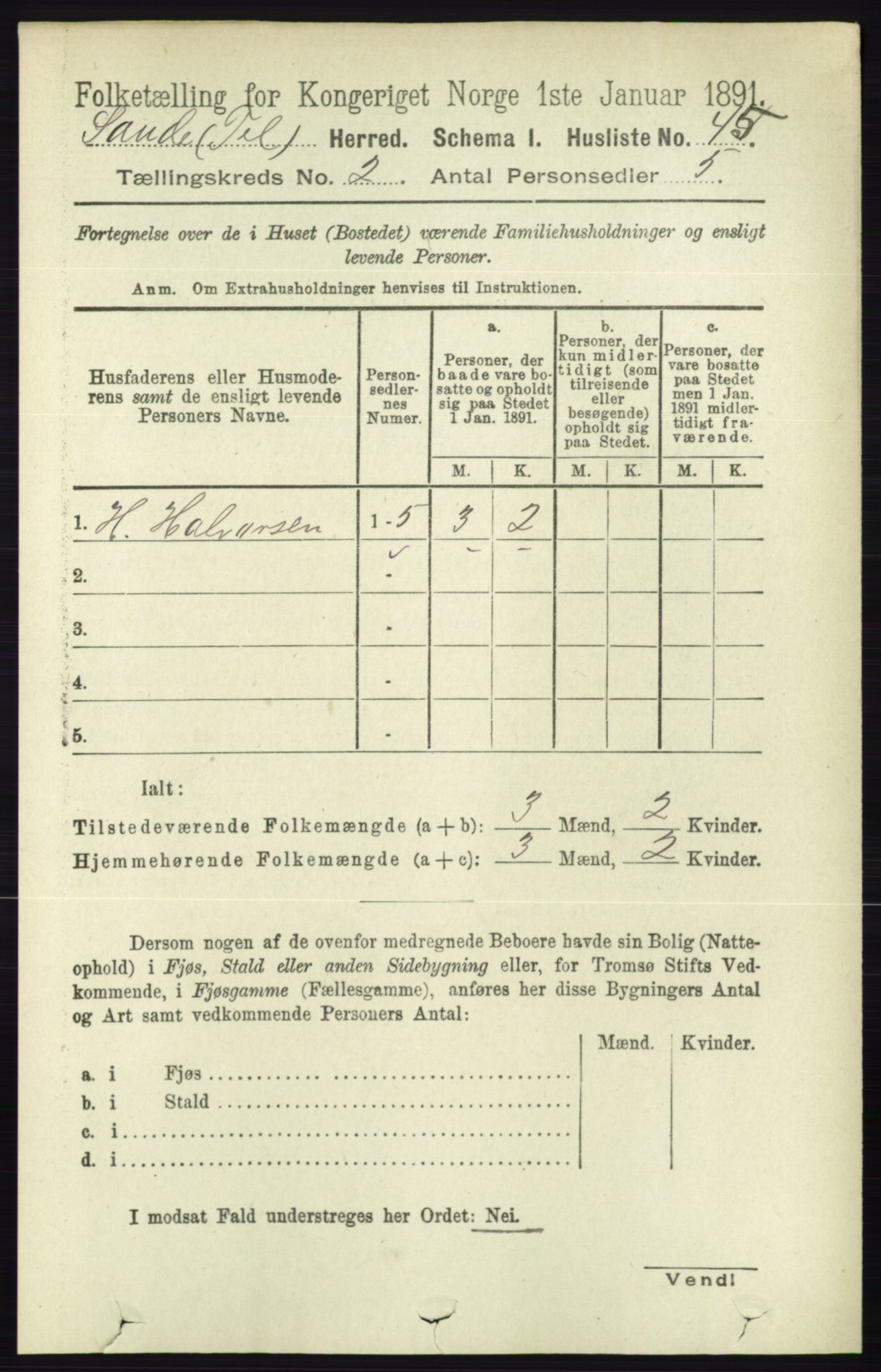 RA, 1891 census for 0822 Sauherad, 1891, p. 446