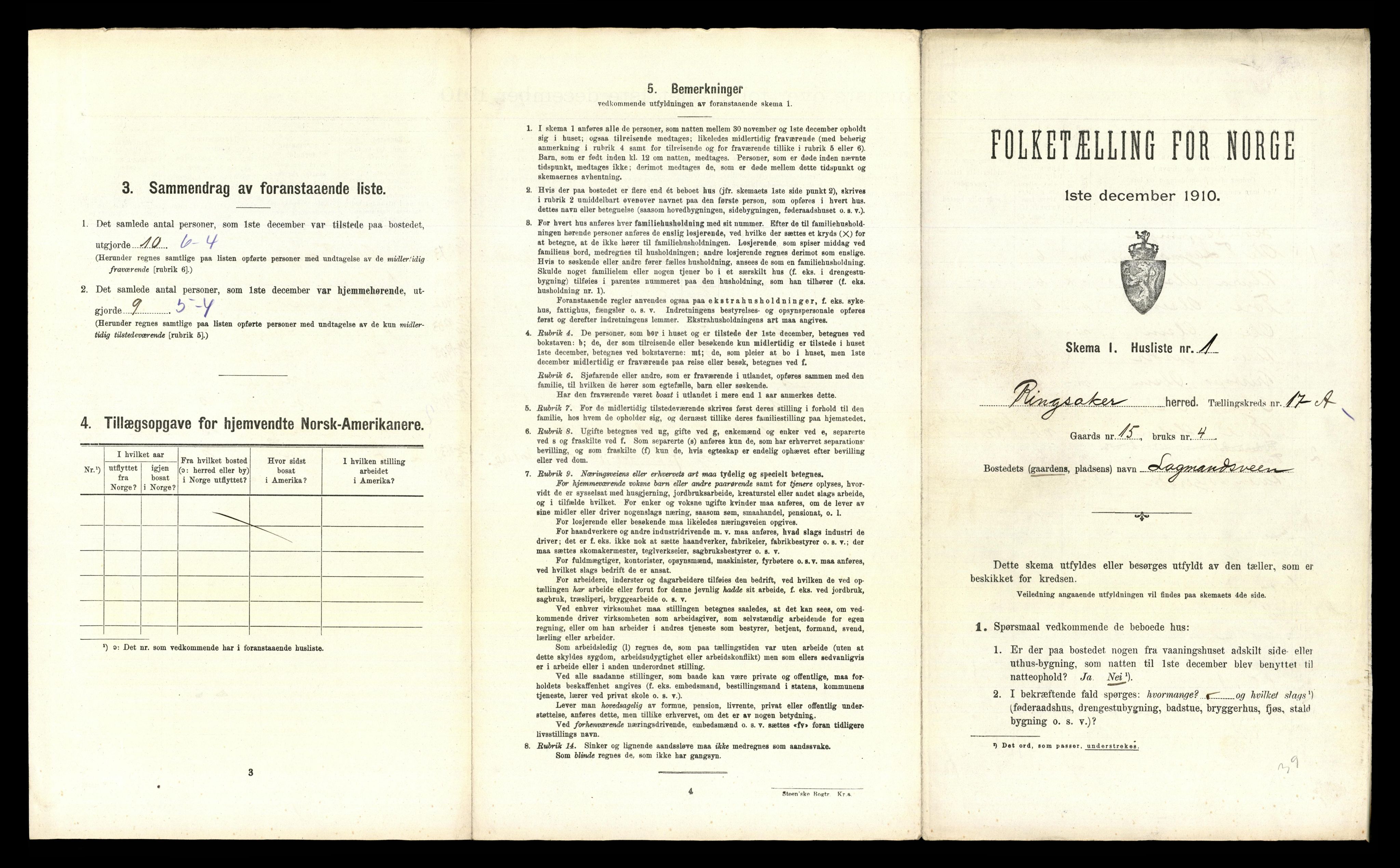RA, 1910 census for Ringsaker, 1910, p. 3341