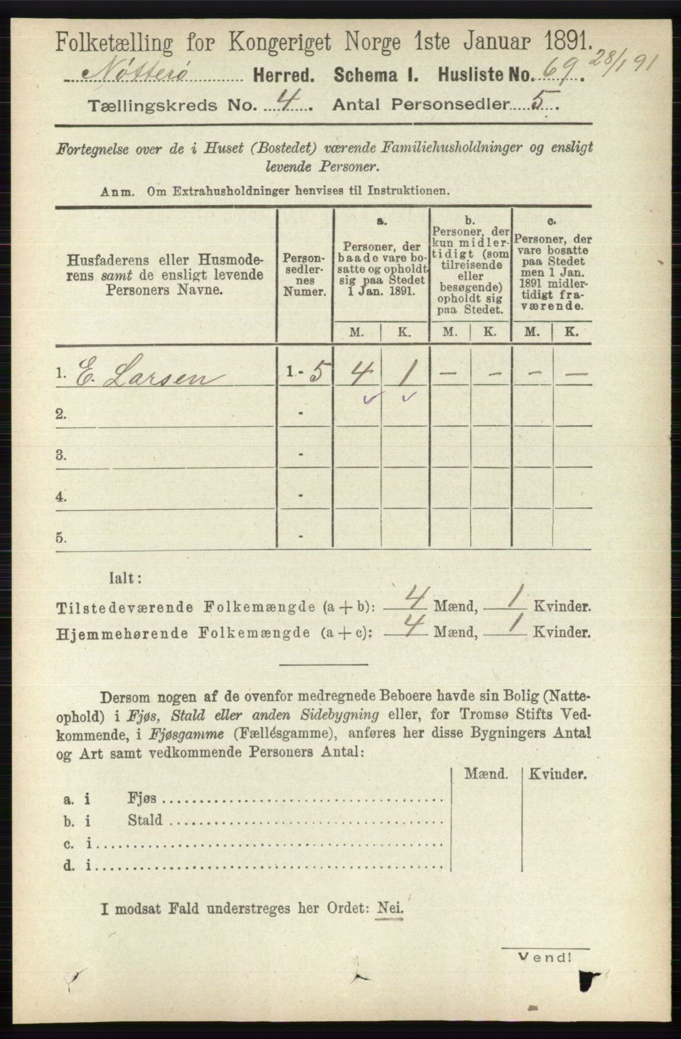 RA, 1891 census for 0722 Nøtterøy, 1891, p. 2012