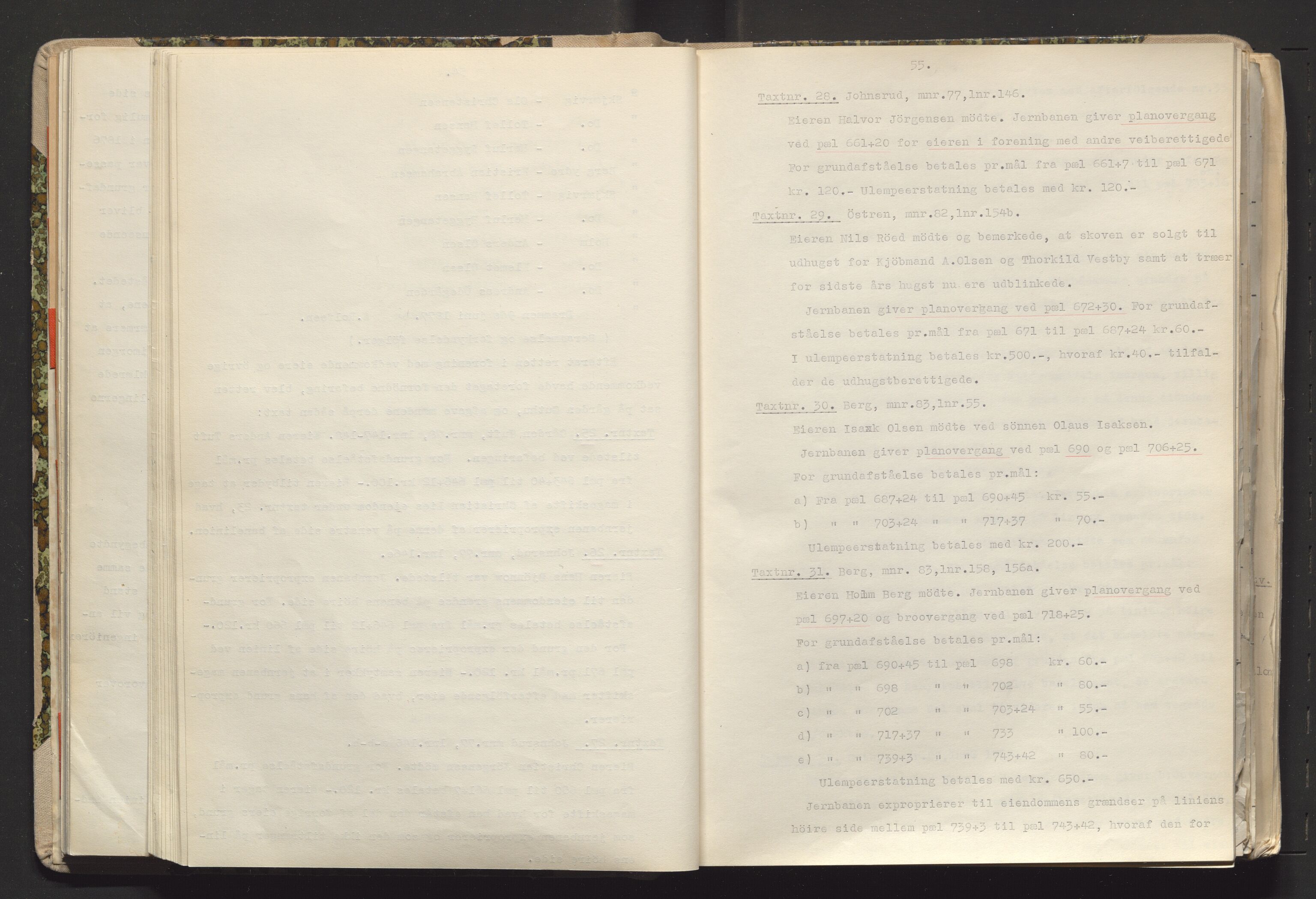 Norges Statsbaner Drammen distrikt (NSB), AV/SAKO-A-30/Y/Yc/L0005: Takster Vestfoldbanen strekningen Drammen-Horten samt Drammen stasjons utvidelse , 1877-1910, p. 55