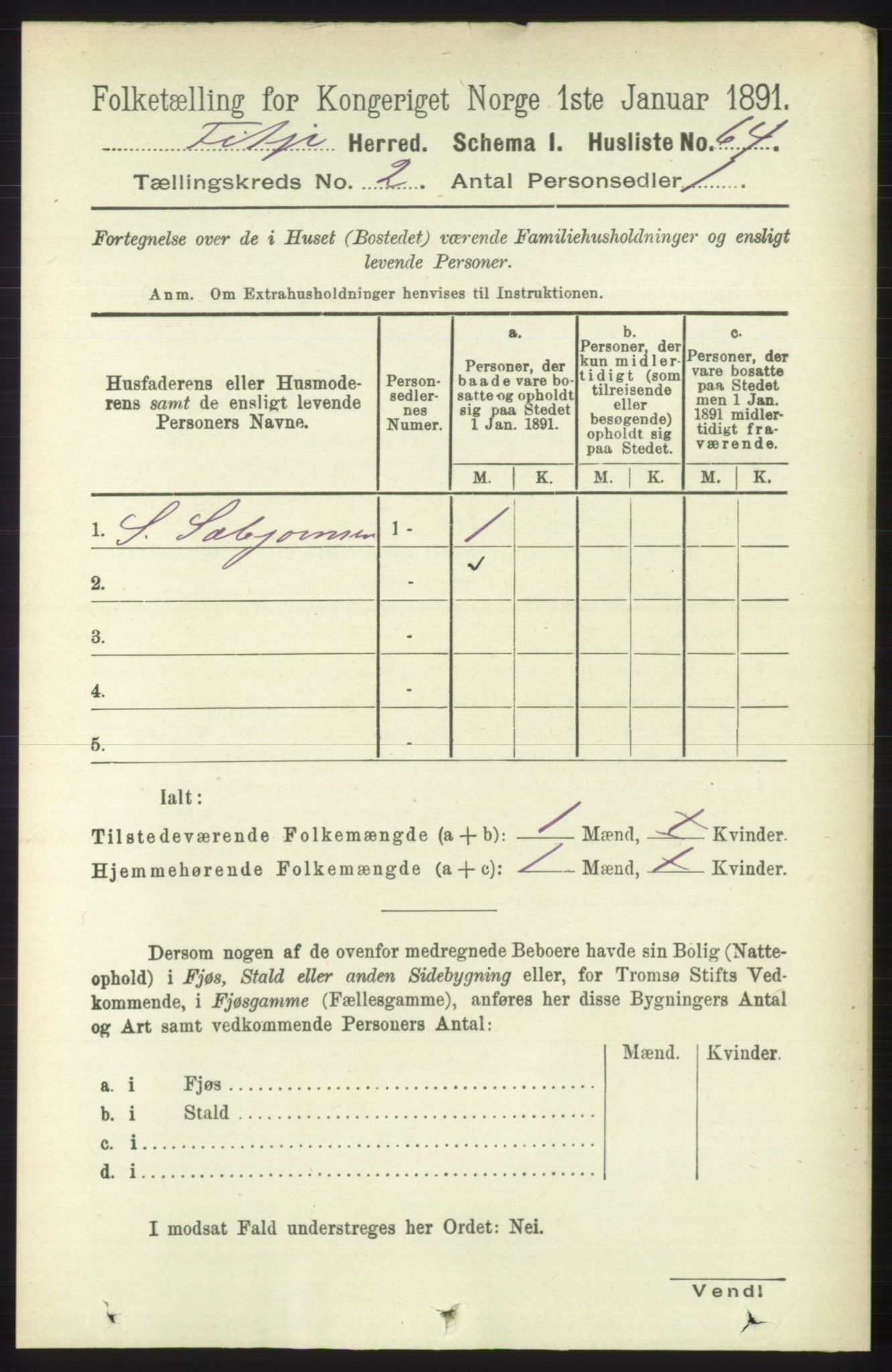 RA, 1891 census for 1222 Fitjar, 1891, p. 642