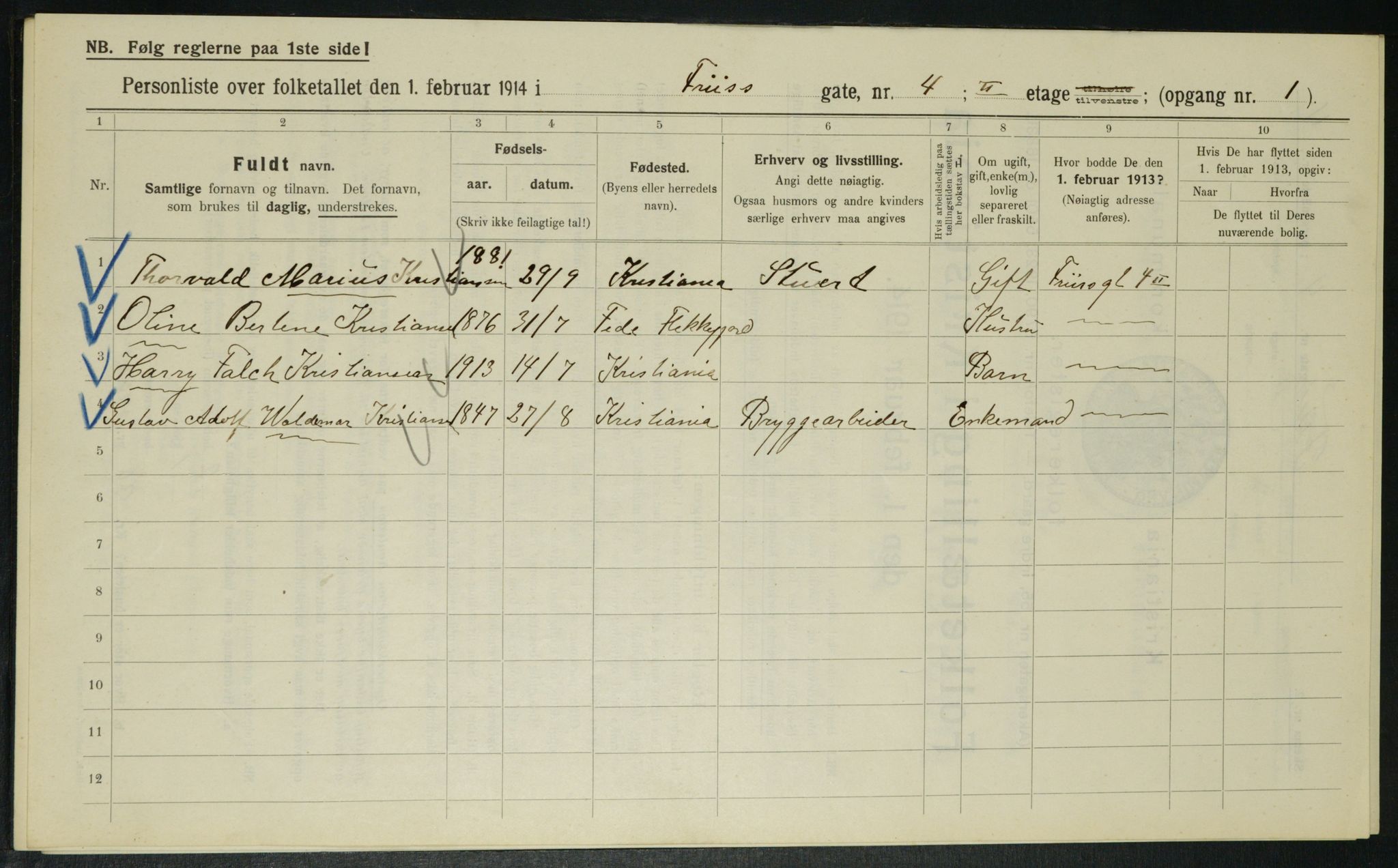 OBA, Municipal Census 1914 for Kristiania, 1914, p. 27104