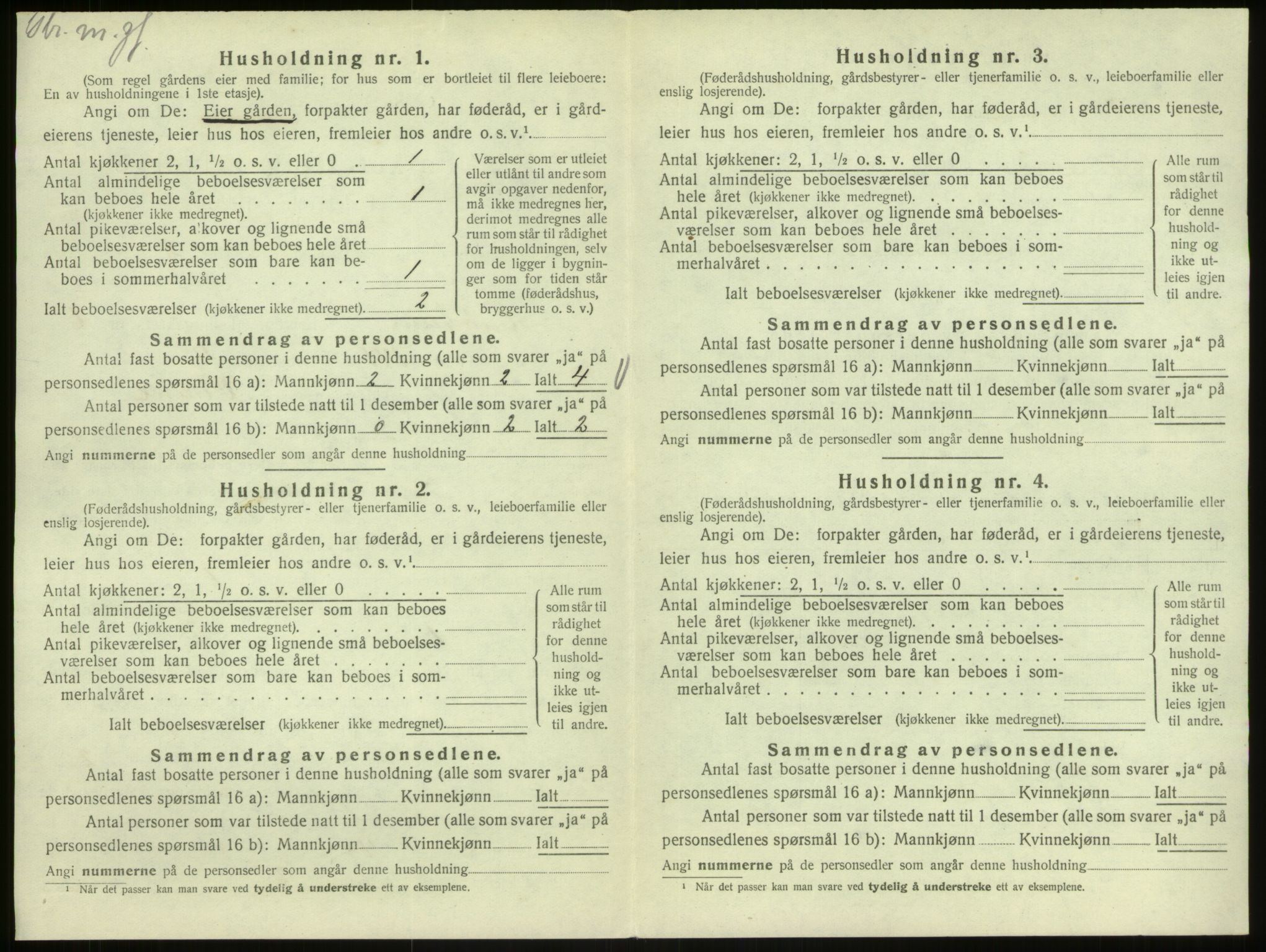 SAB, 1920 census for Austrheim, 1920, p. 299