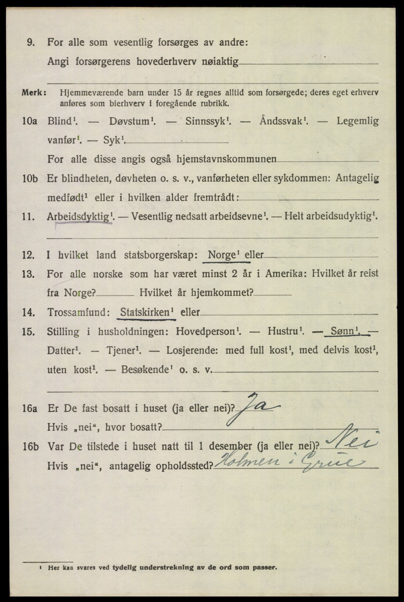 SAH, 1920 census for Grue, 1920, p. 2492