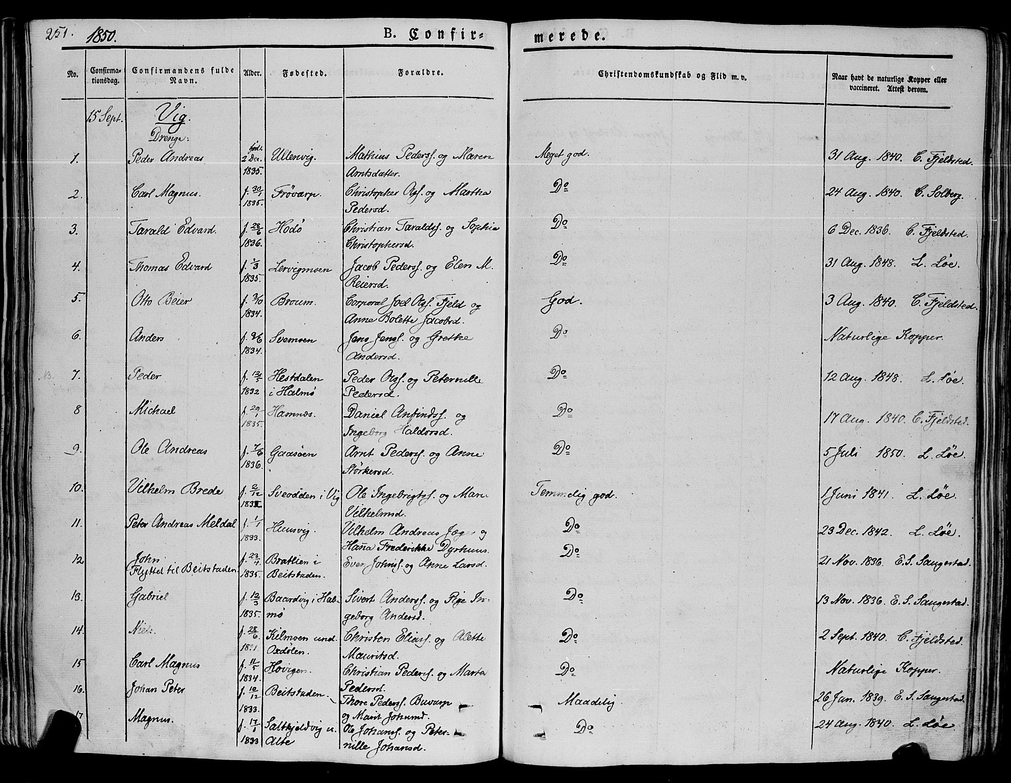 Ministerialprotokoller, klokkerbøker og fødselsregistre - Nord-Trøndelag, SAT/A-1458/773/L0614: Parish register (official) no. 773A05, 1831-1856, p. 251