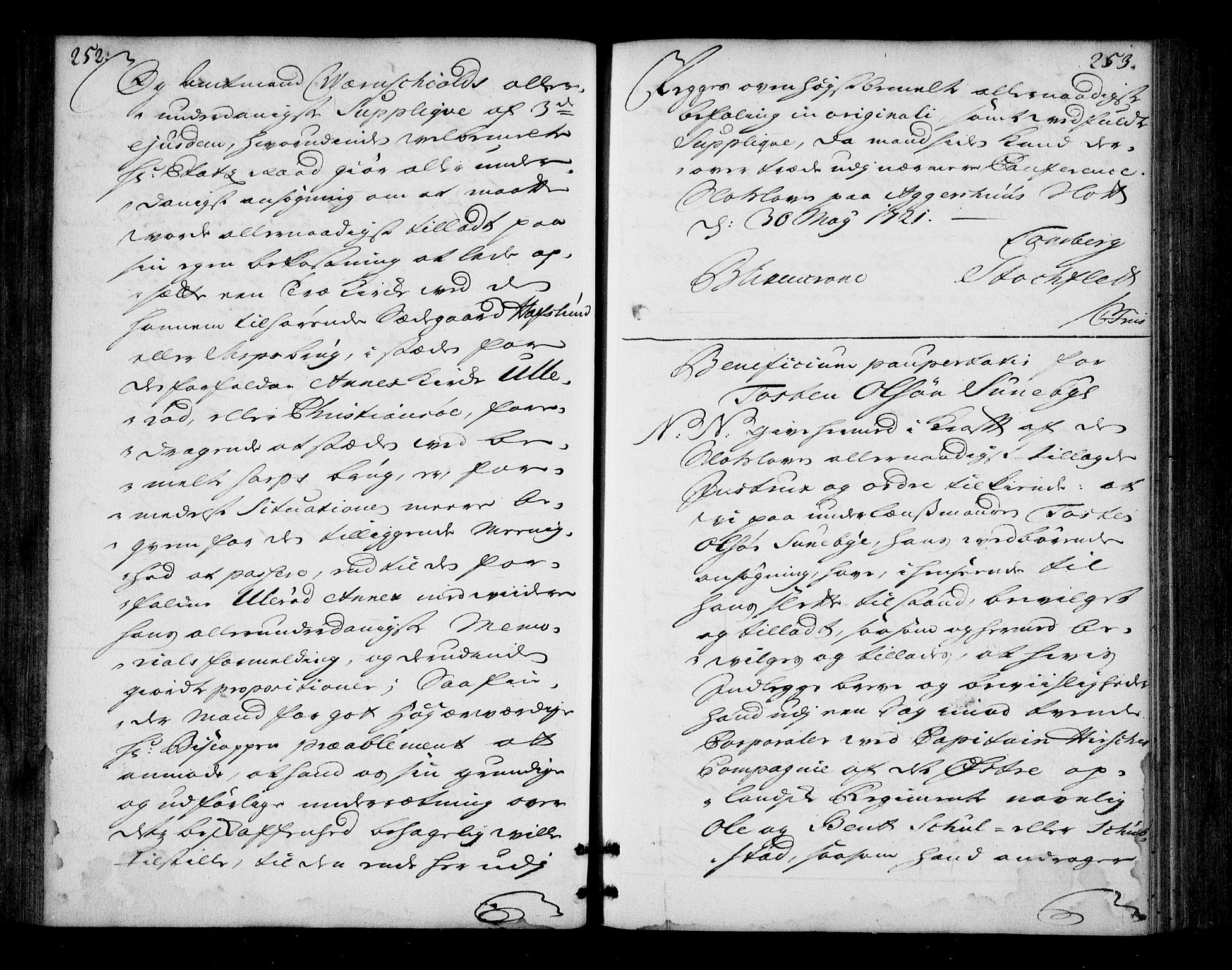 Stattholderembetet 1572-1771, AV/RA-EA-2870/Bd/L0013: Ordreprotokoll, 1720-1722, p. 252-253