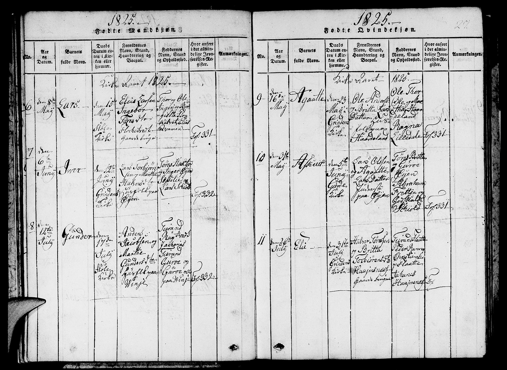 Etne sokneprestembete, SAB/A-75001/H/Hab: Parish register (copy) no. C 1, 1816-1841, p. 27