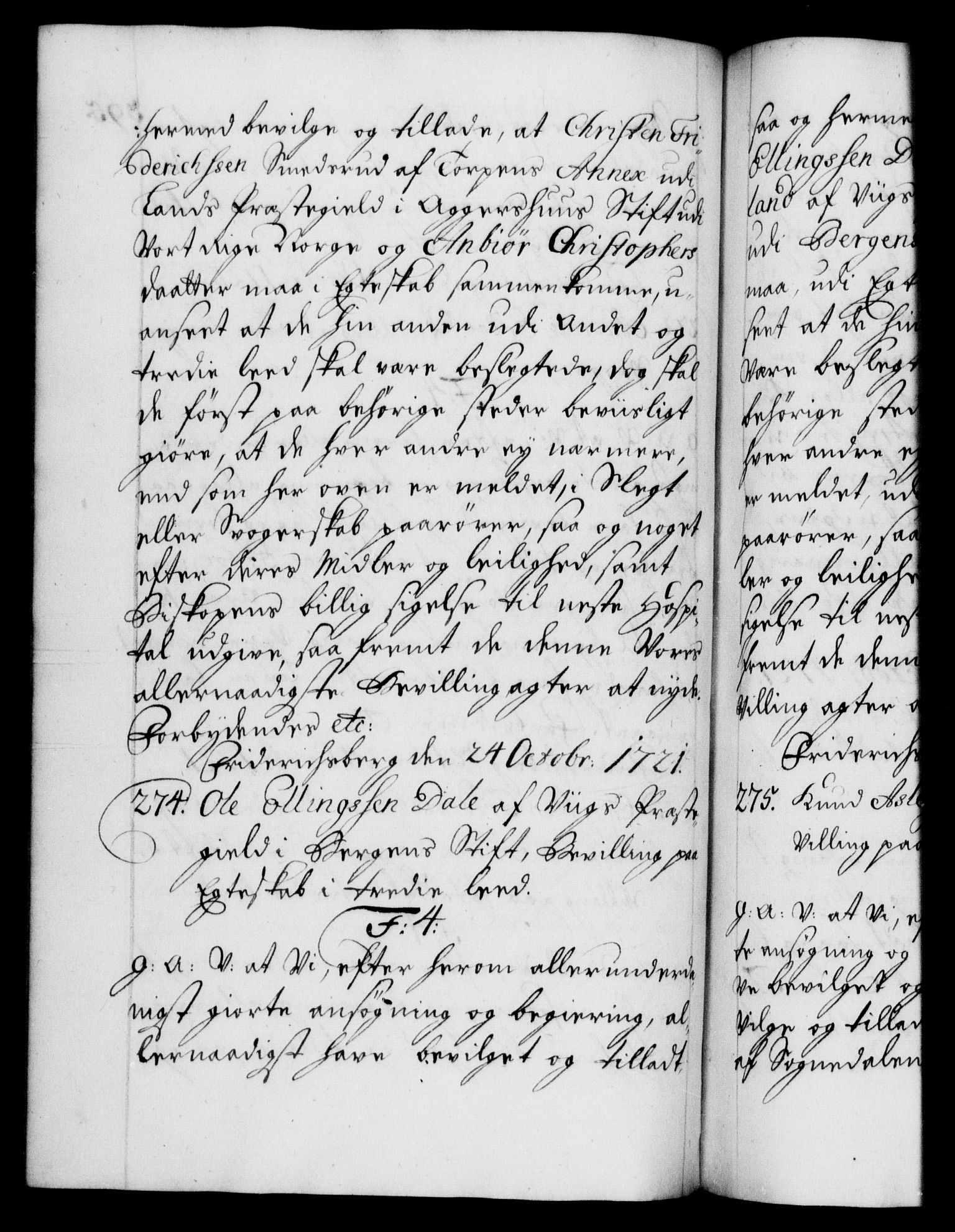 Danske Kanselli 1572-1799, AV/RA-EA-3023/F/Fc/Fca/Fcaa/L0023: Norske registre, 1720-1722, p. 395b