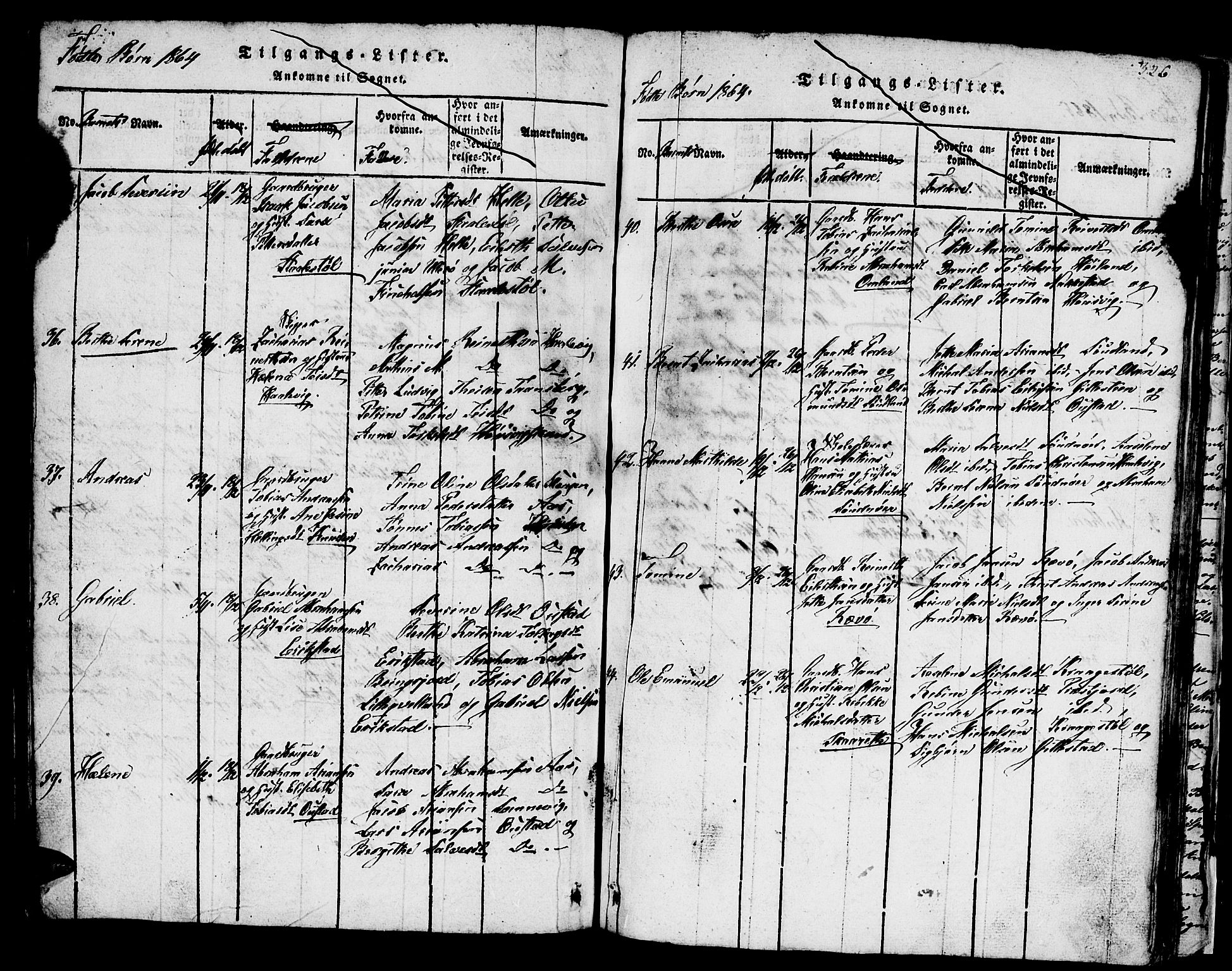 Lyngdal sokneprestkontor, AV/SAK-1111-0029/F/Fb/Fba/L0001: Parish register (copy) no. B 1, 1816-1876, p. 326