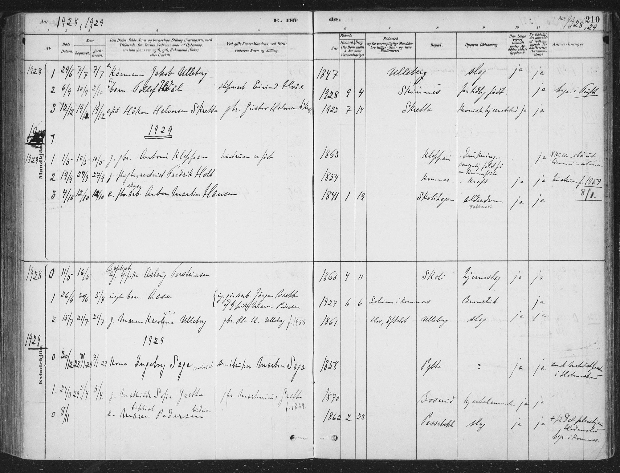 Sandsvær kirkebøker, AV/SAKO-A-244/F/Fe/L0001: Parish register (official) no. V 1, 1878-1936, p. 210