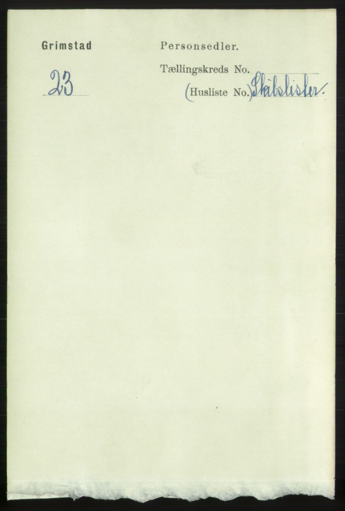 RA, 1891 census for 0904 Grimstad, 1891, p. 4167