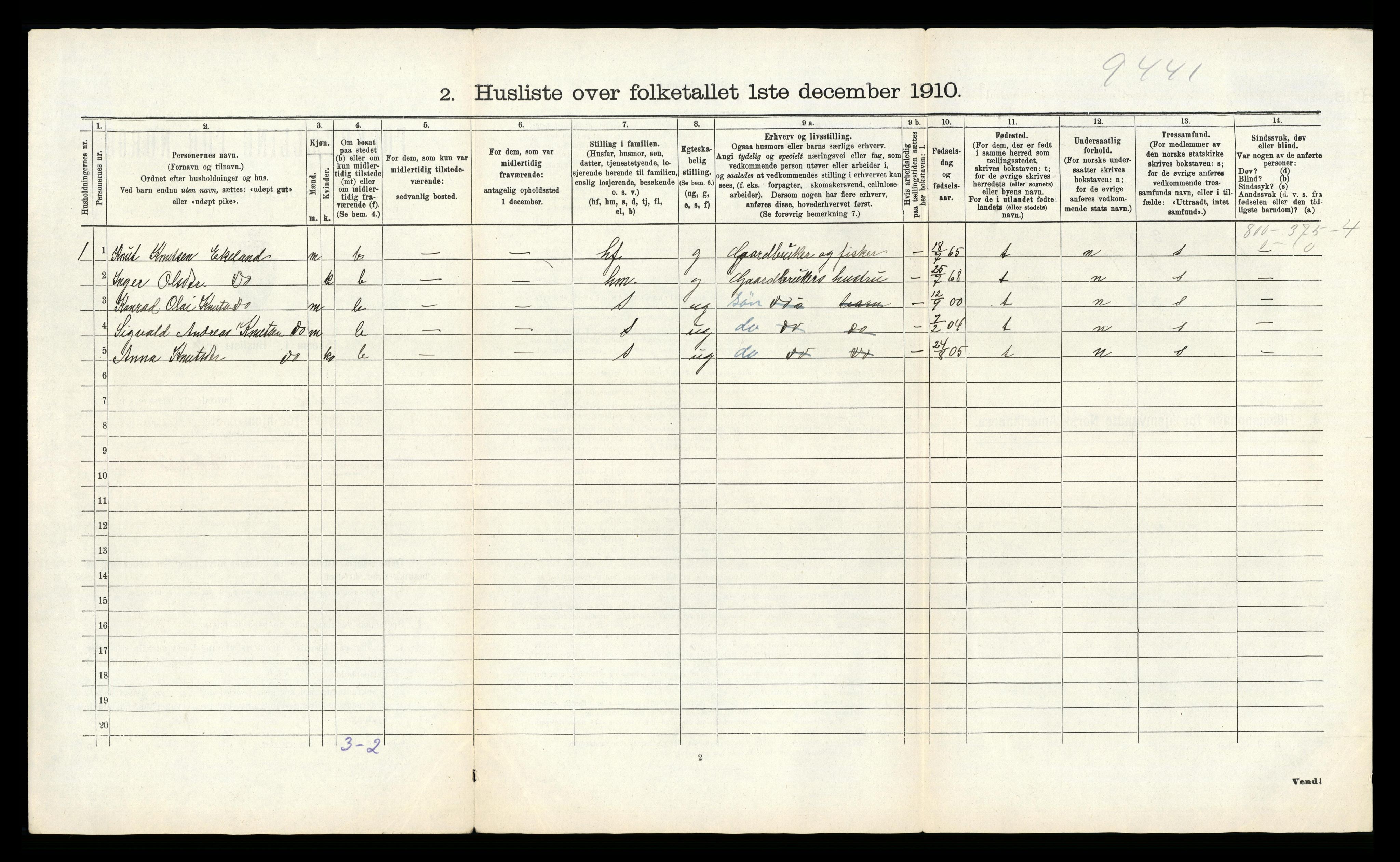RA, 1910 census for Herdla, 1910, p. 53