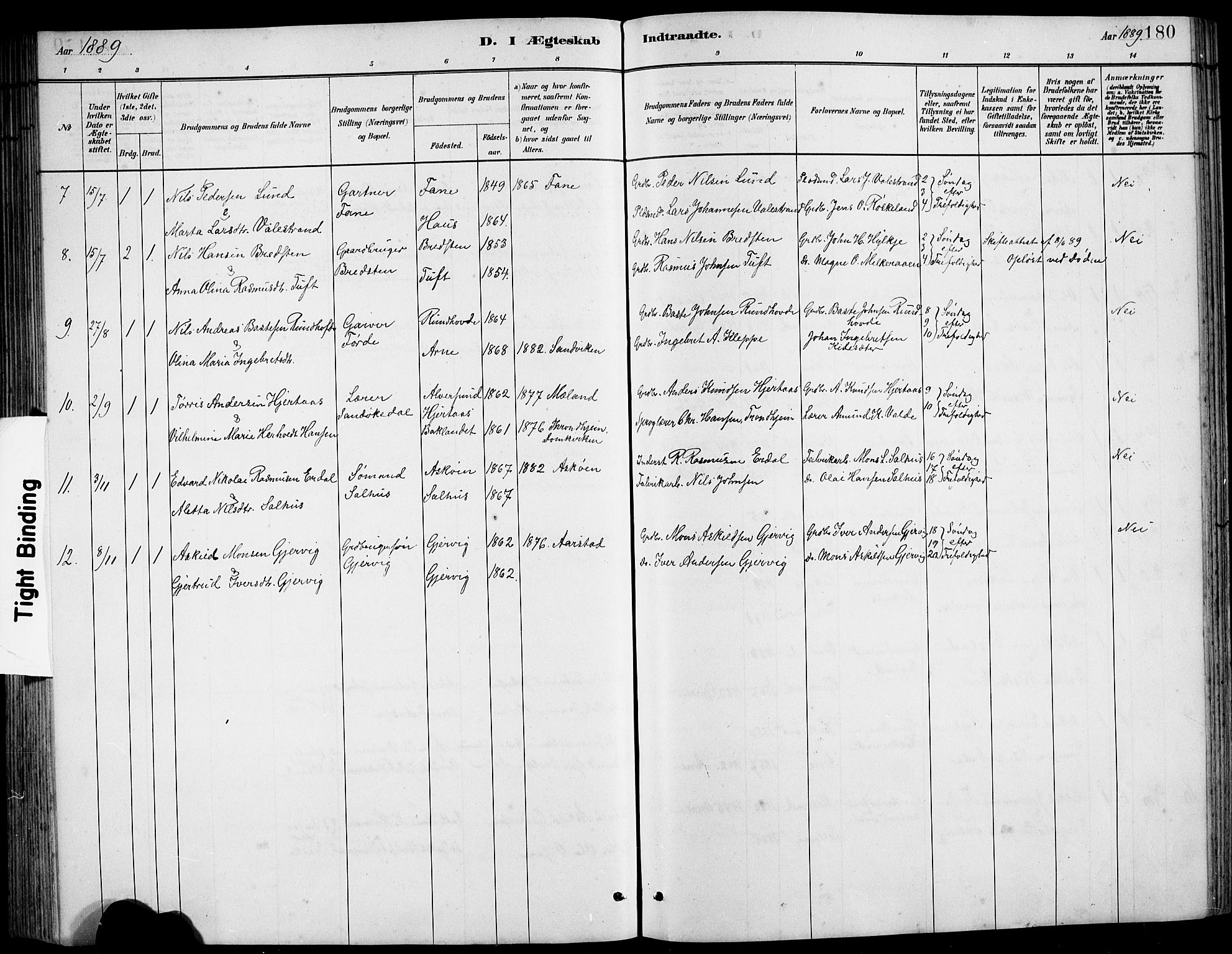 Hamre sokneprestembete, AV/SAB-A-75501/H/Ha/Hab: Parish register (copy) no. B 3, 1881-1898, p. 180