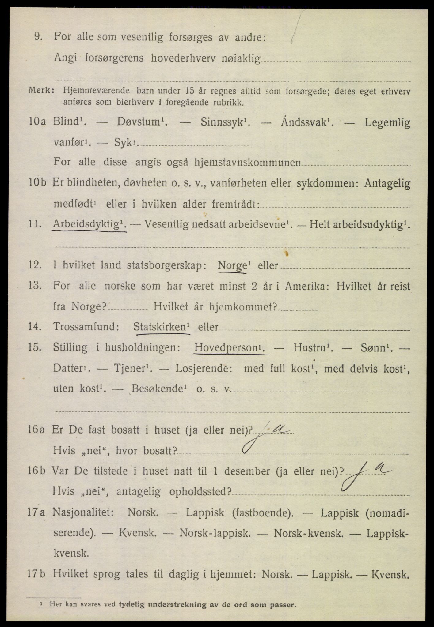 SAT, 1920 census for Steigen, 1920, p. 4757