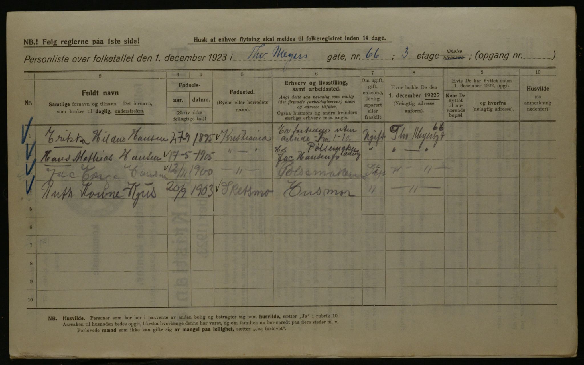 OBA, Municipal Census 1923 for Kristiania, 1923, p. 122403