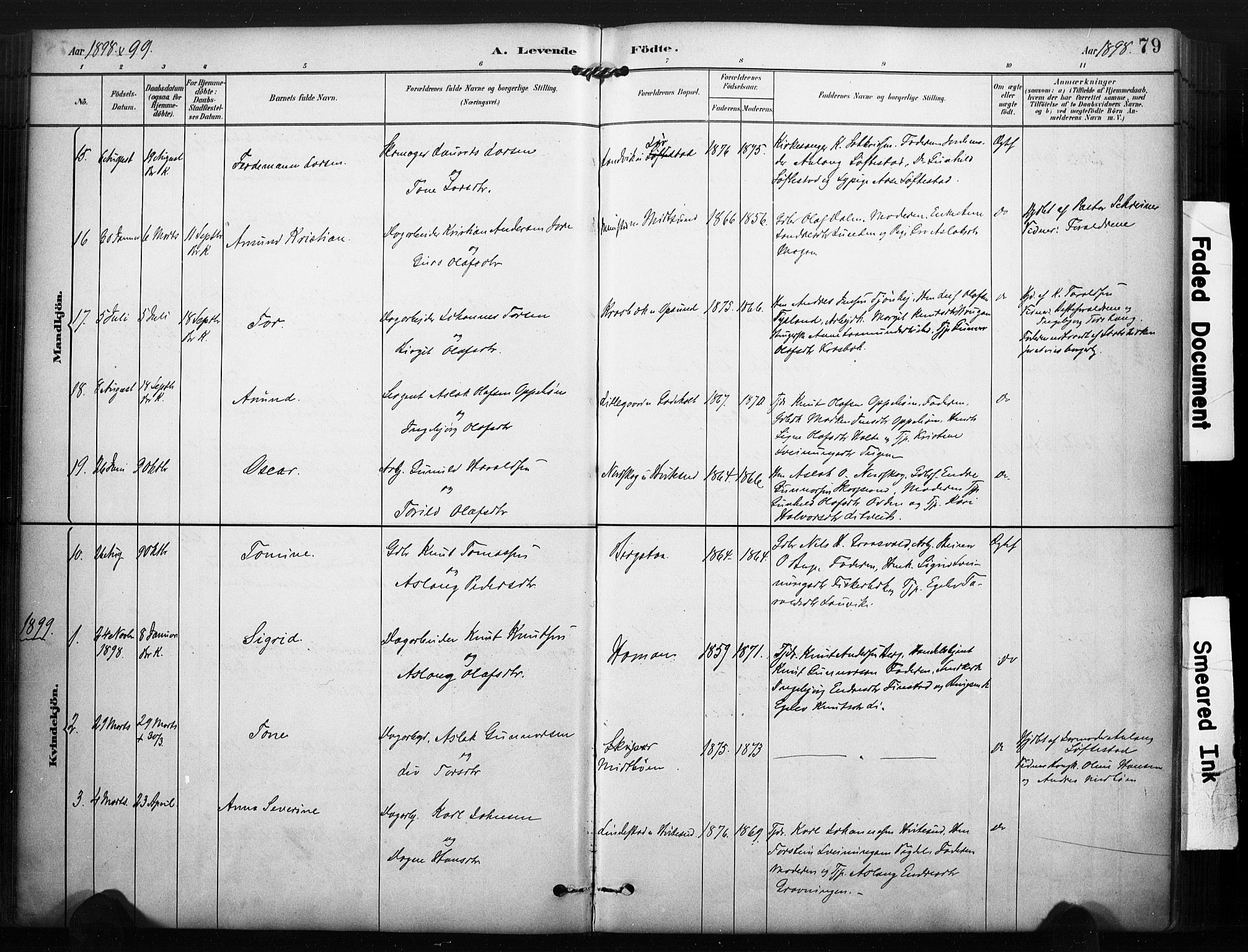 Kviteseid kirkebøker, SAKO/A-276/F/Fa/L0008: Parish register (official) no. I 8, 1882-1903, p. 79
