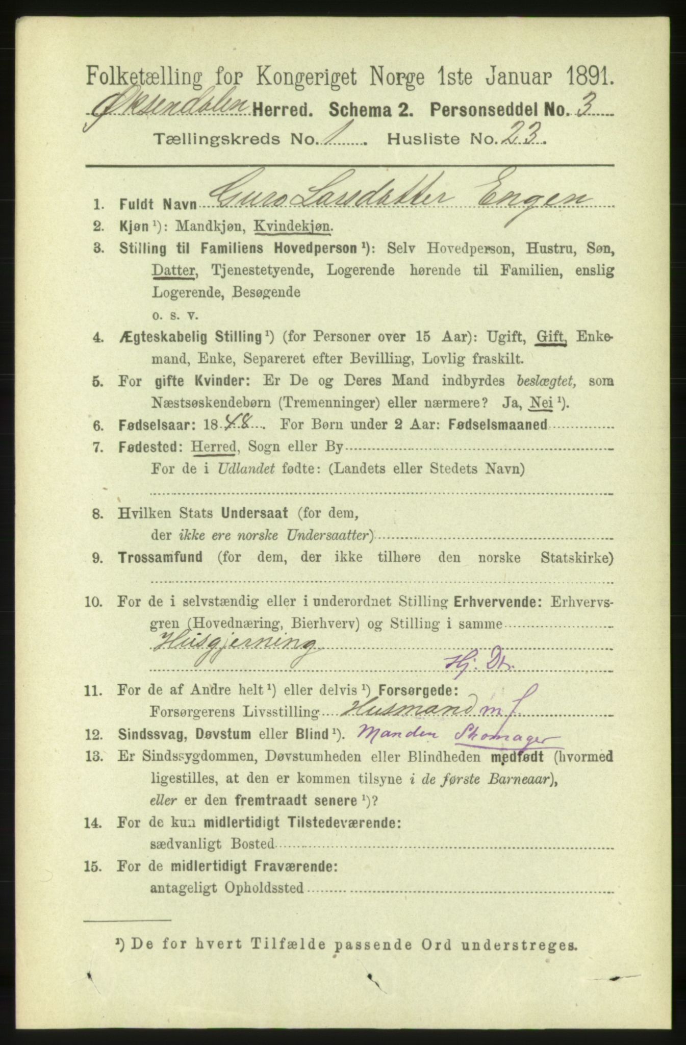 RA, 1891 census for 1561 Øksendal, 1891, p. 208