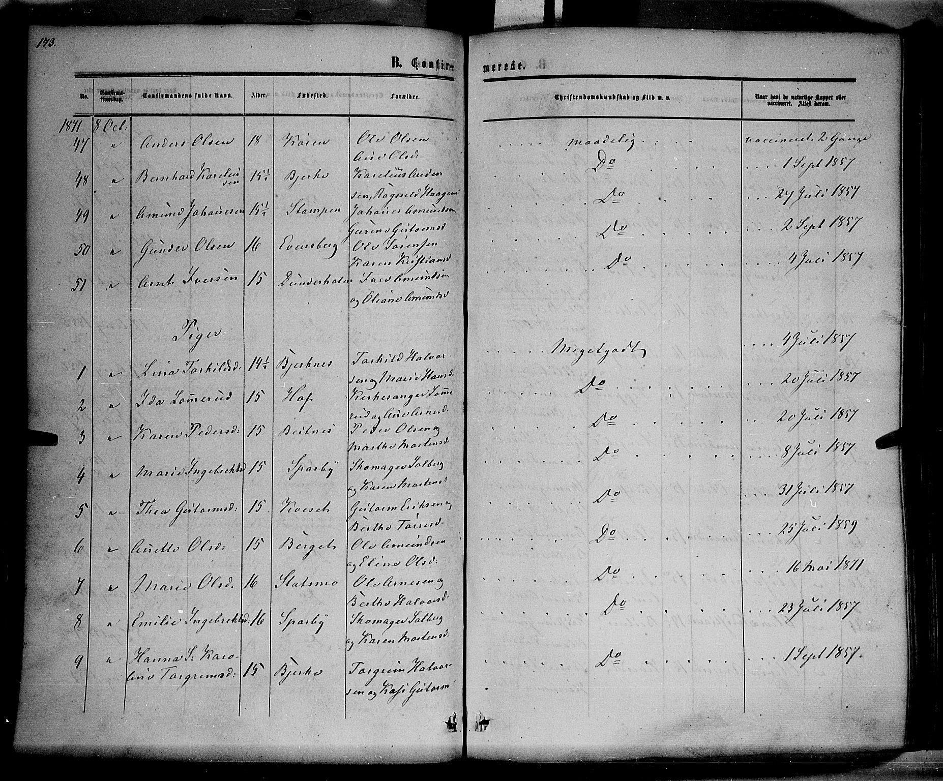 Hof prestekontor, AV/SAH-PREST-038/H/Ha/Haa/L0009: Parish register (official) no. 9, 1862-1877, p. 173