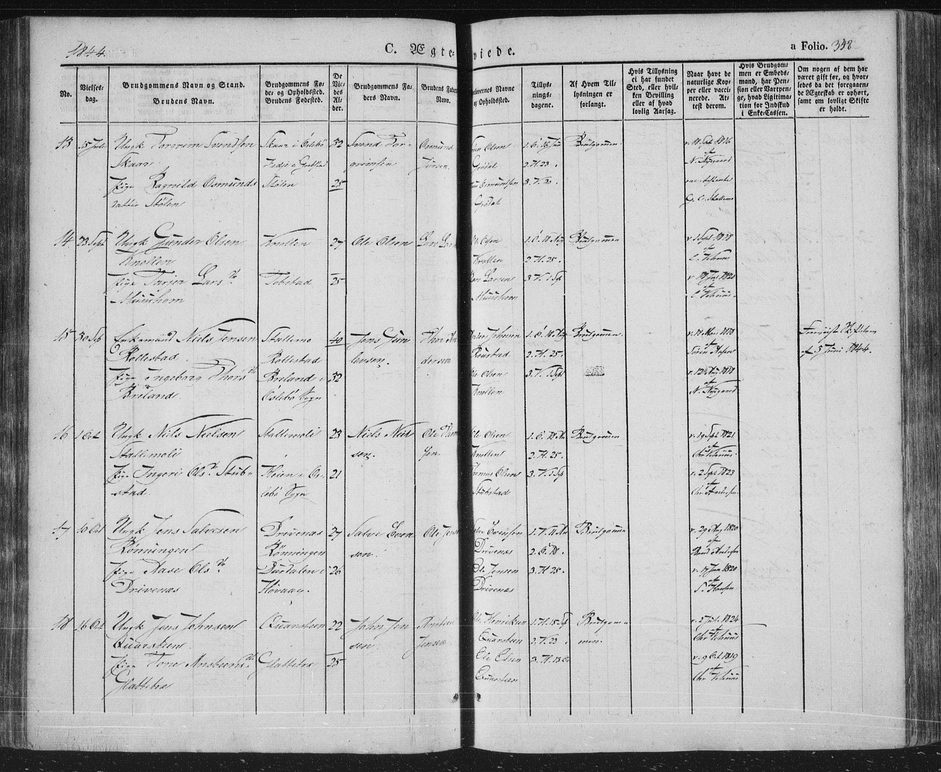 Vennesla sokneprestkontor, SAK/1111-0045/Fa/Fac/L0004: Parish register (official) no. A 4, 1834-1855, p. 348