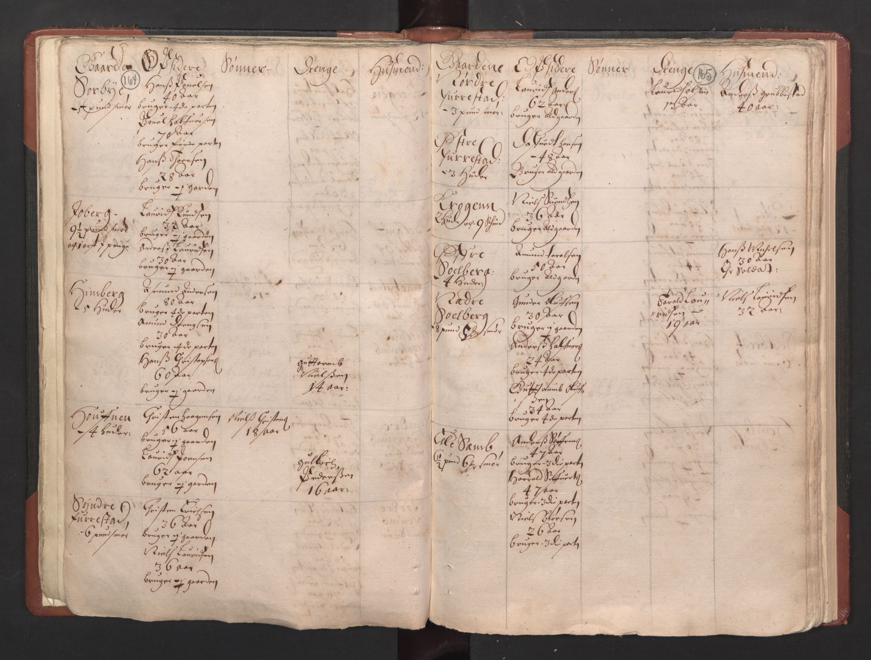 RA, Bailiff's Census 1664-1666, no. 5: Modern Buskerud county and modern Vestfold county, 1664, p. 164-165