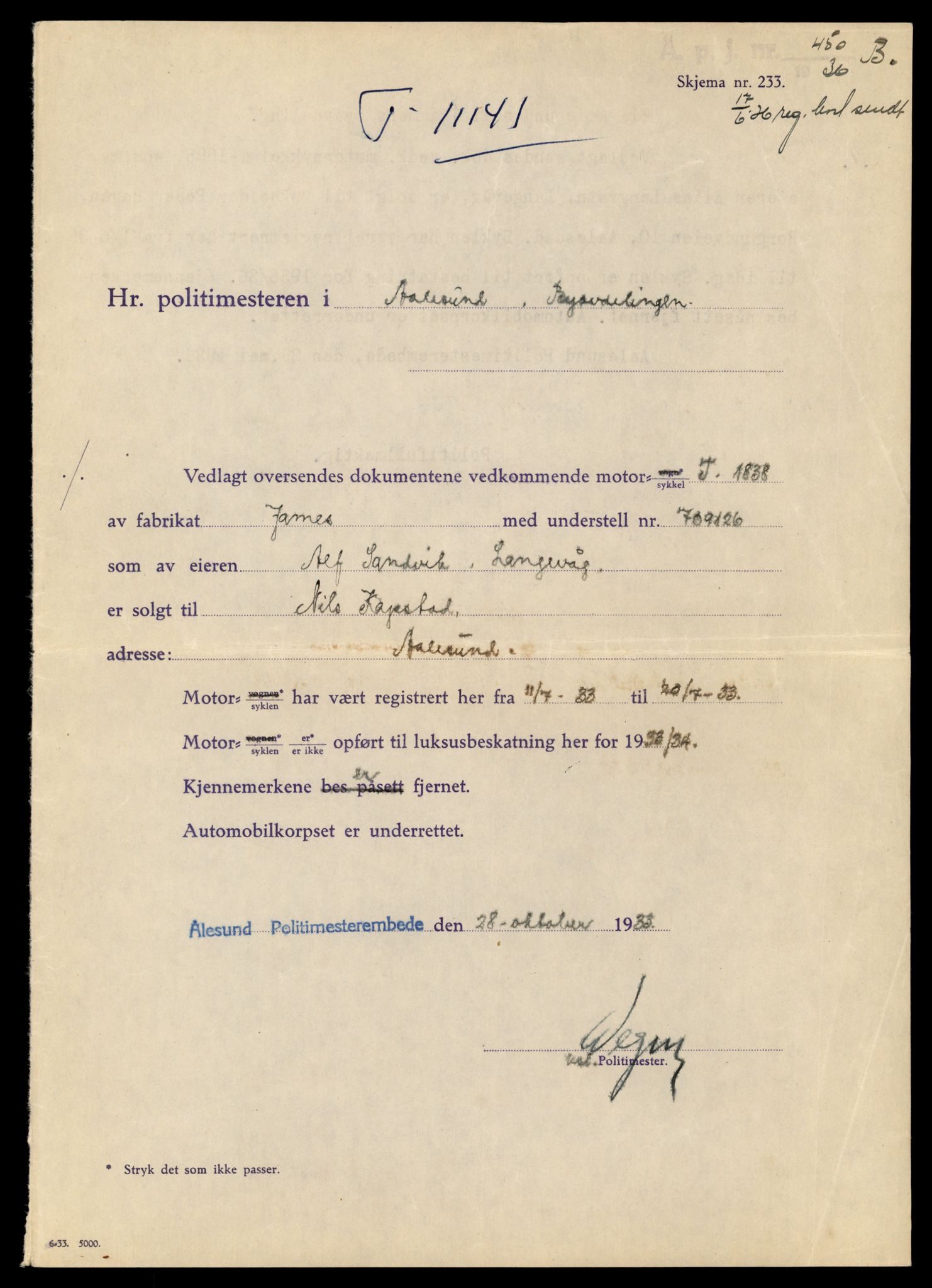 Møre og Romsdal vegkontor - Ålesund trafikkstasjon, AV/SAT-A-4099/F/Fe/L0026: Registreringskort for kjøretøy T 11046 - T 11160, 1927-1998, p. 2741