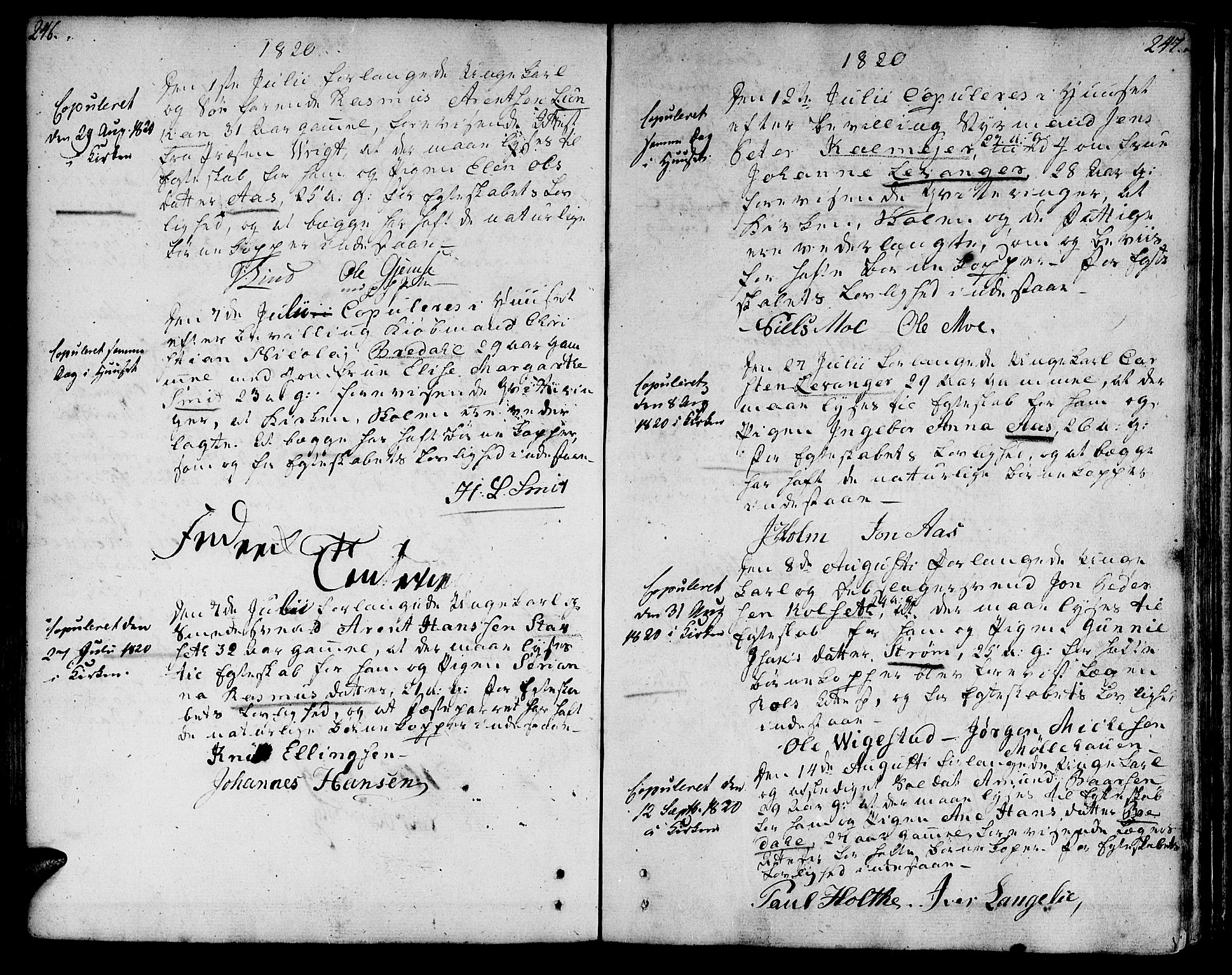 Ministerialprotokoller, klokkerbøker og fødselsregistre - Sør-Trøndelag, SAT/A-1456/601/L0042: Parish register (official) no. 601A10, 1802-1830, p. 246-247