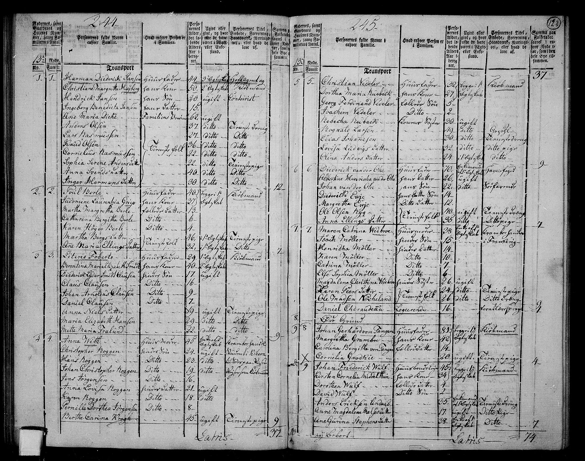RA, 1801 census for 1301 Bergen, 1801, p. 122b-123a