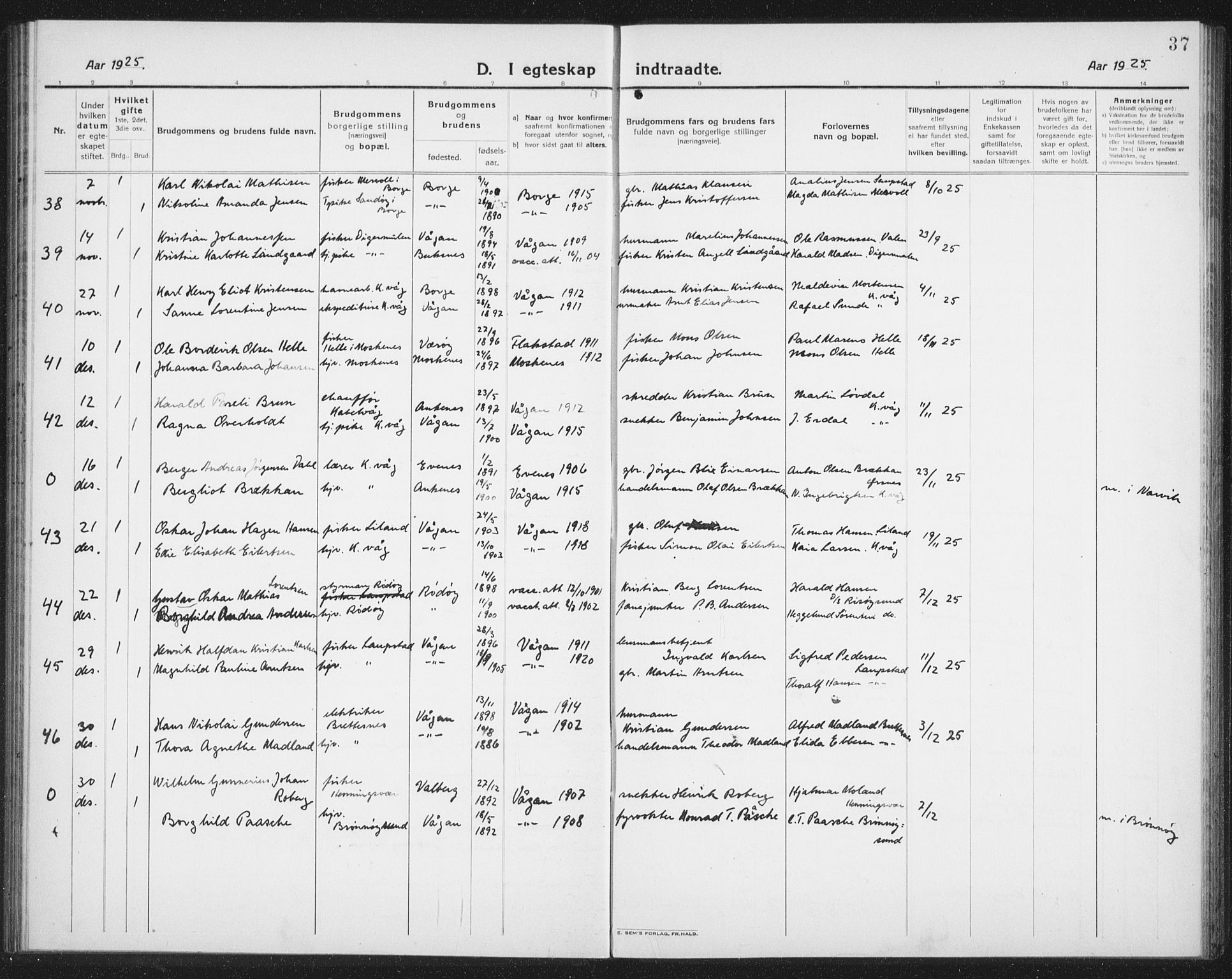 Ministerialprotokoller, klokkerbøker og fødselsregistre - Nordland, SAT/A-1459/874/L1082: Parish register (copy) no. 874C11, 1920-1939, p. 37