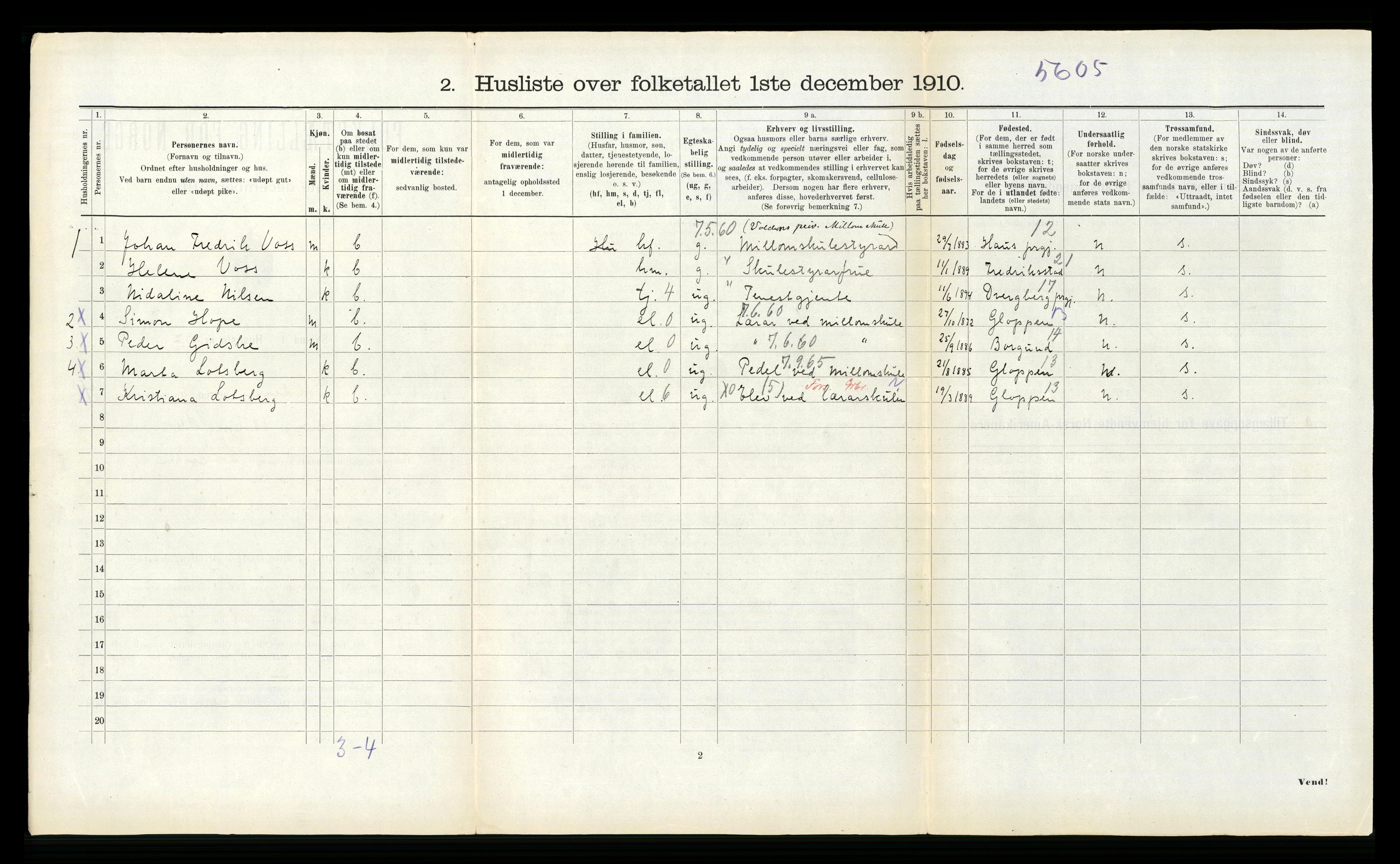 RA, 1910 census for Volda, 1910, p. 317