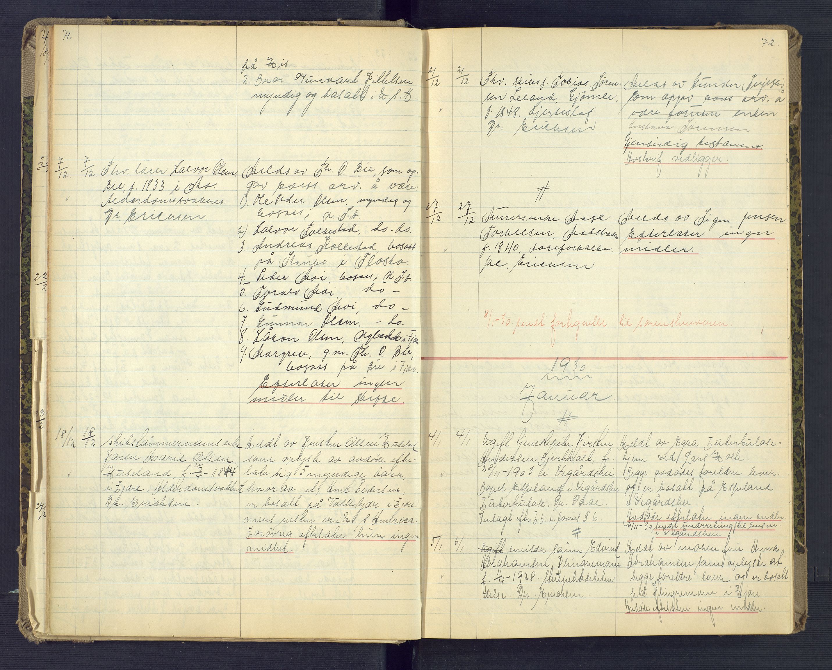 Landvik og Fjære lensmannskontor, AV/SAK-1241-0027/F/Fe/L0003: Anmeldte dødsfall nr 32, 1926-1935, p. 71-72