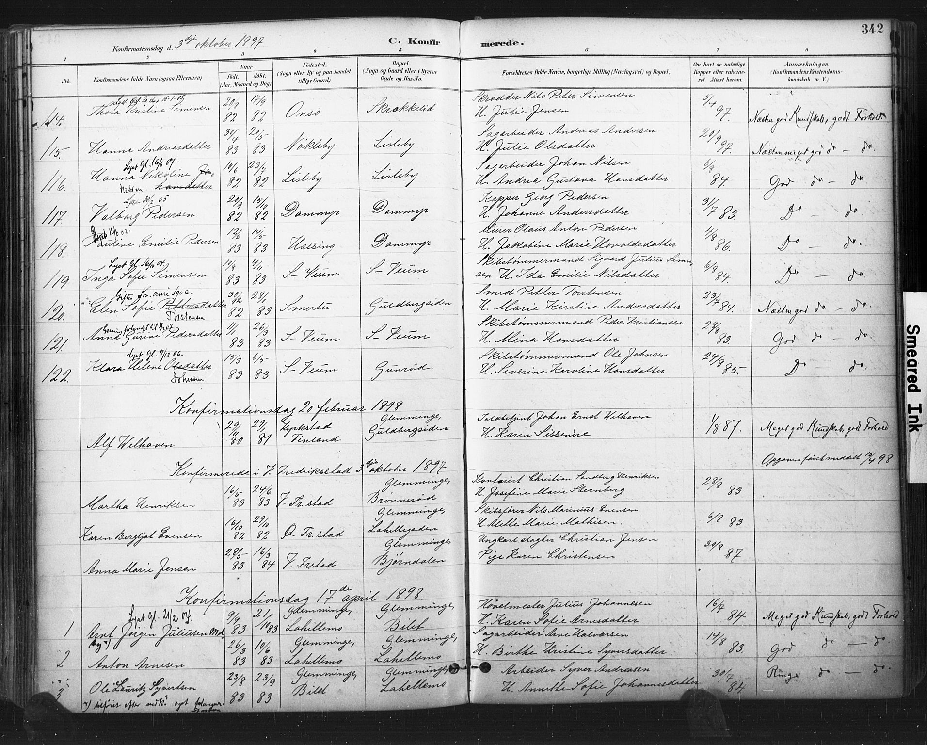 Glemmen prestekontor Kirkebøker, SAO/A-10908/F/Fa/L0013: Parish register (official) no. 13, 1892-1907, p. 342