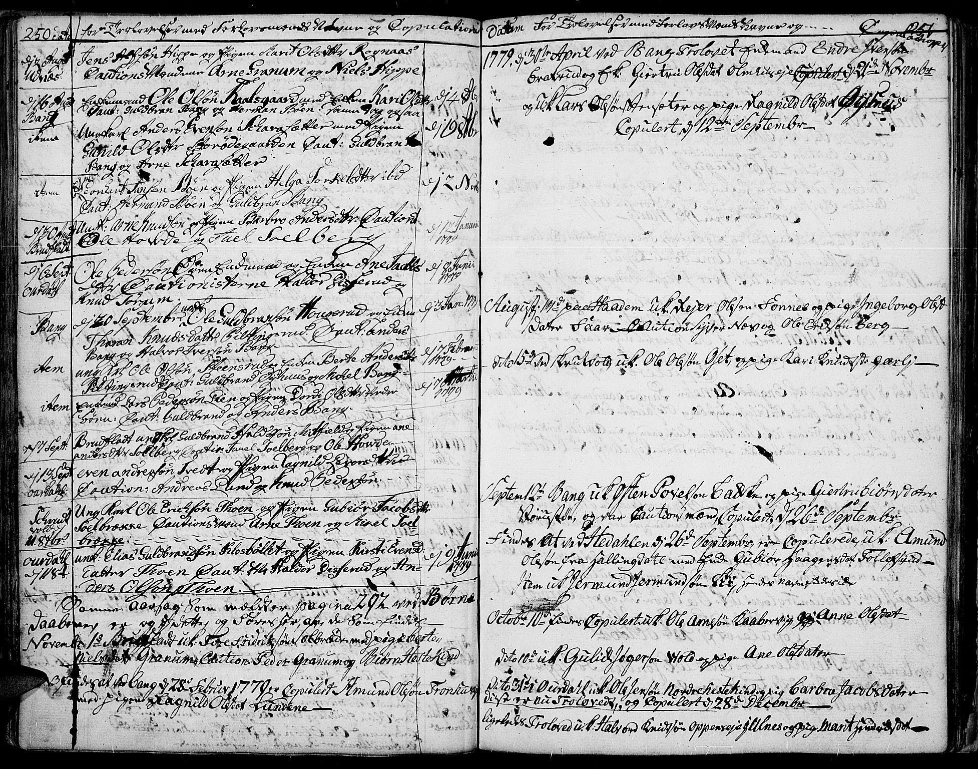 Aurdal prestekontor, SAH/PREST-126/H/Ha/Haa/L0005: Parish register (official) no. 5, 1763-1781, p. 250-251