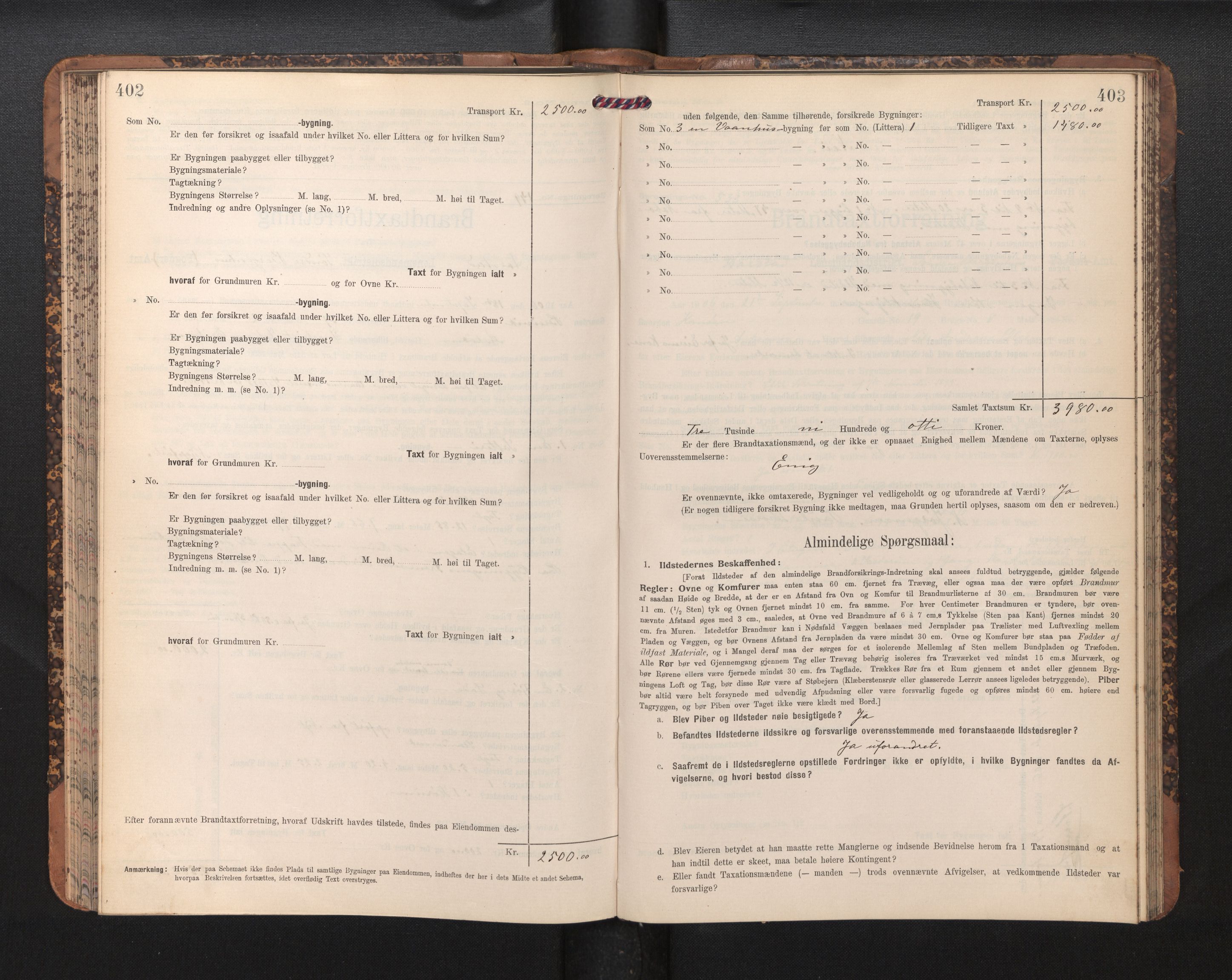 Lensmannen i Årstad, AV/SAB-A-36201/0012/L0014: Branntakstprotokoll,skjematakst, 1906-1907, p. 402-403