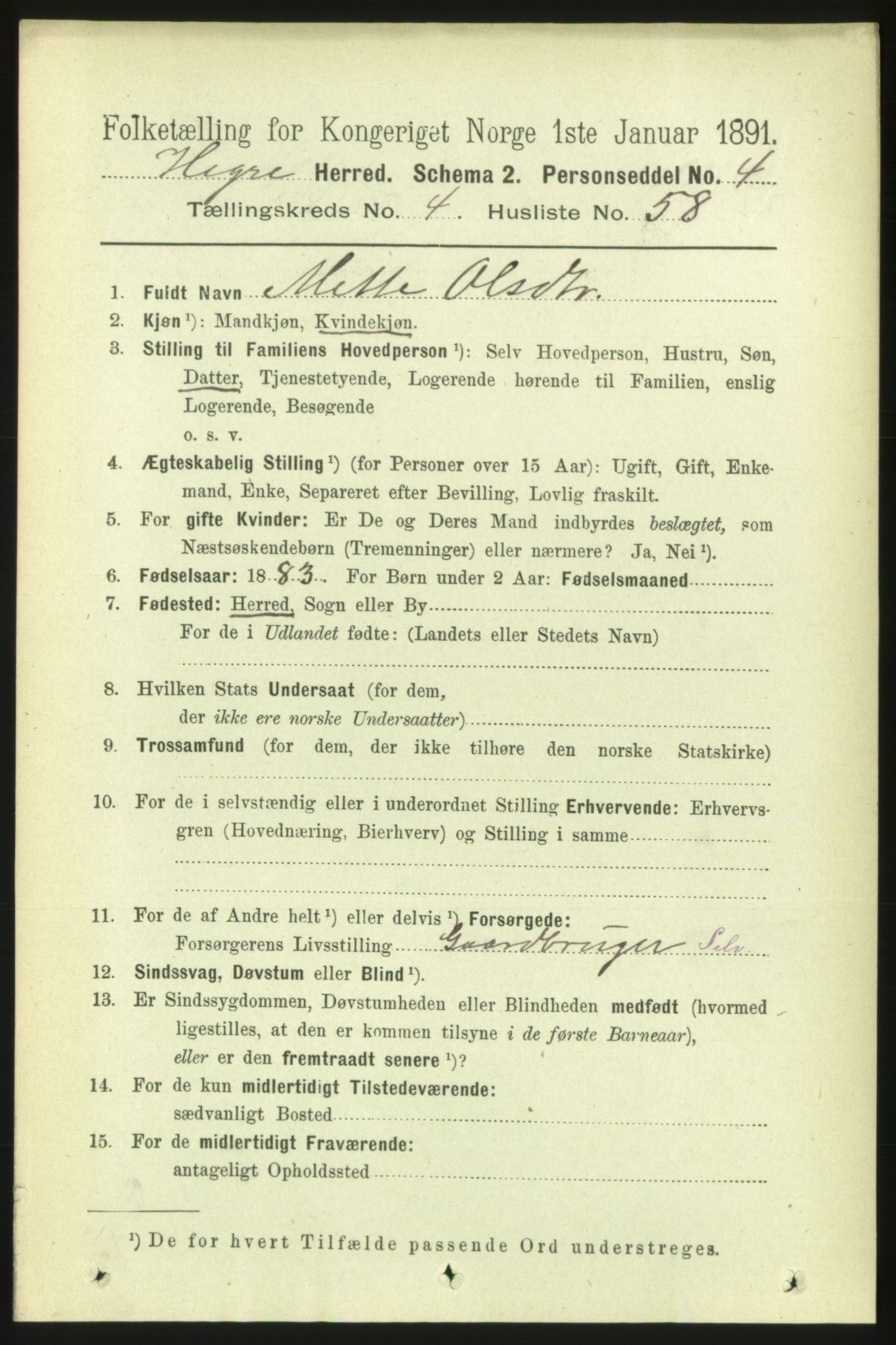 RA, 1891 census for 1712 Hegra, 1891, p. 1820