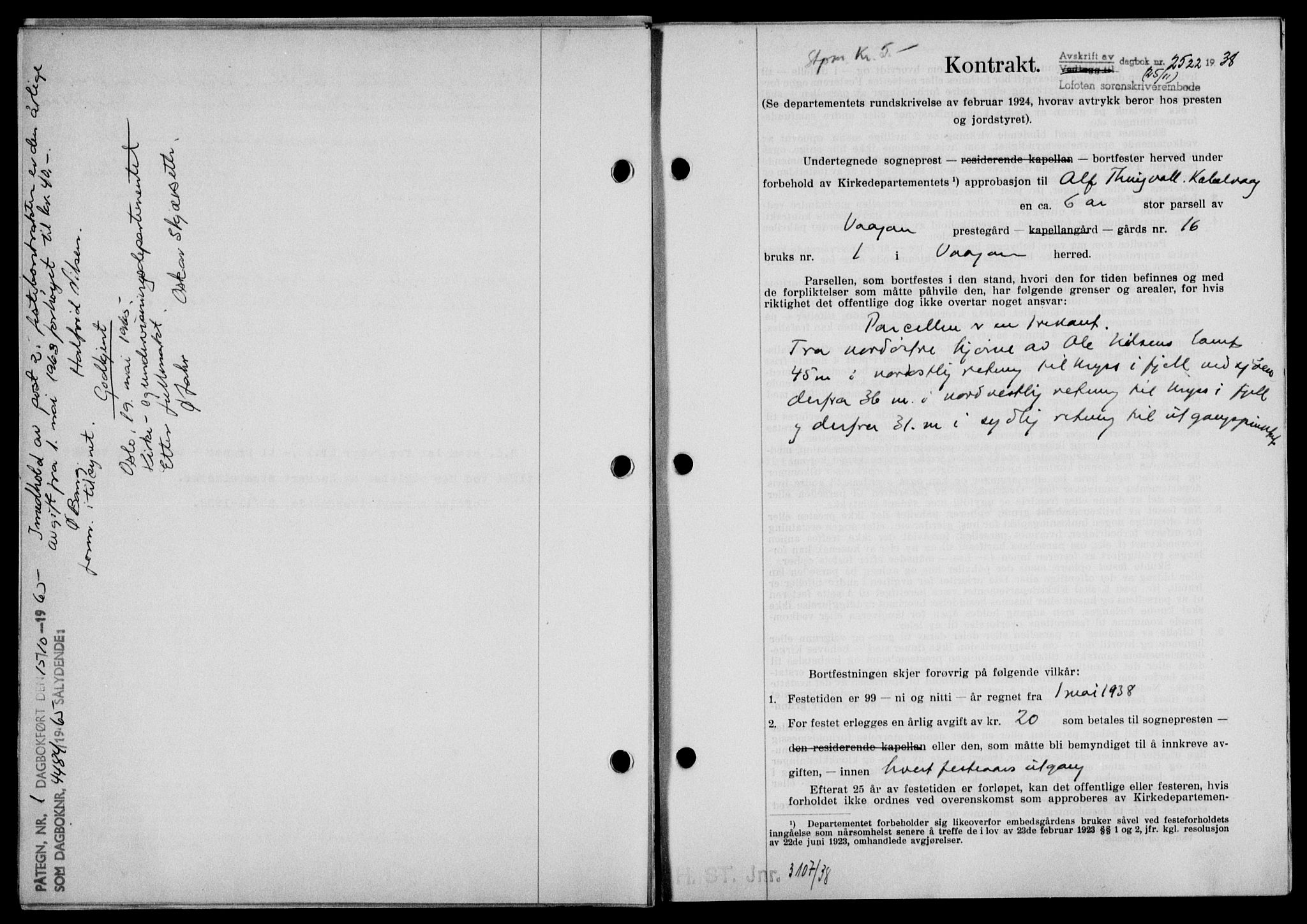 Lofoten sorenskriveri, SAT/A-0017/1/2/2C/L0004a: Mortgage book no. 4a, 1938-1938, Diary no: : 2522/1938