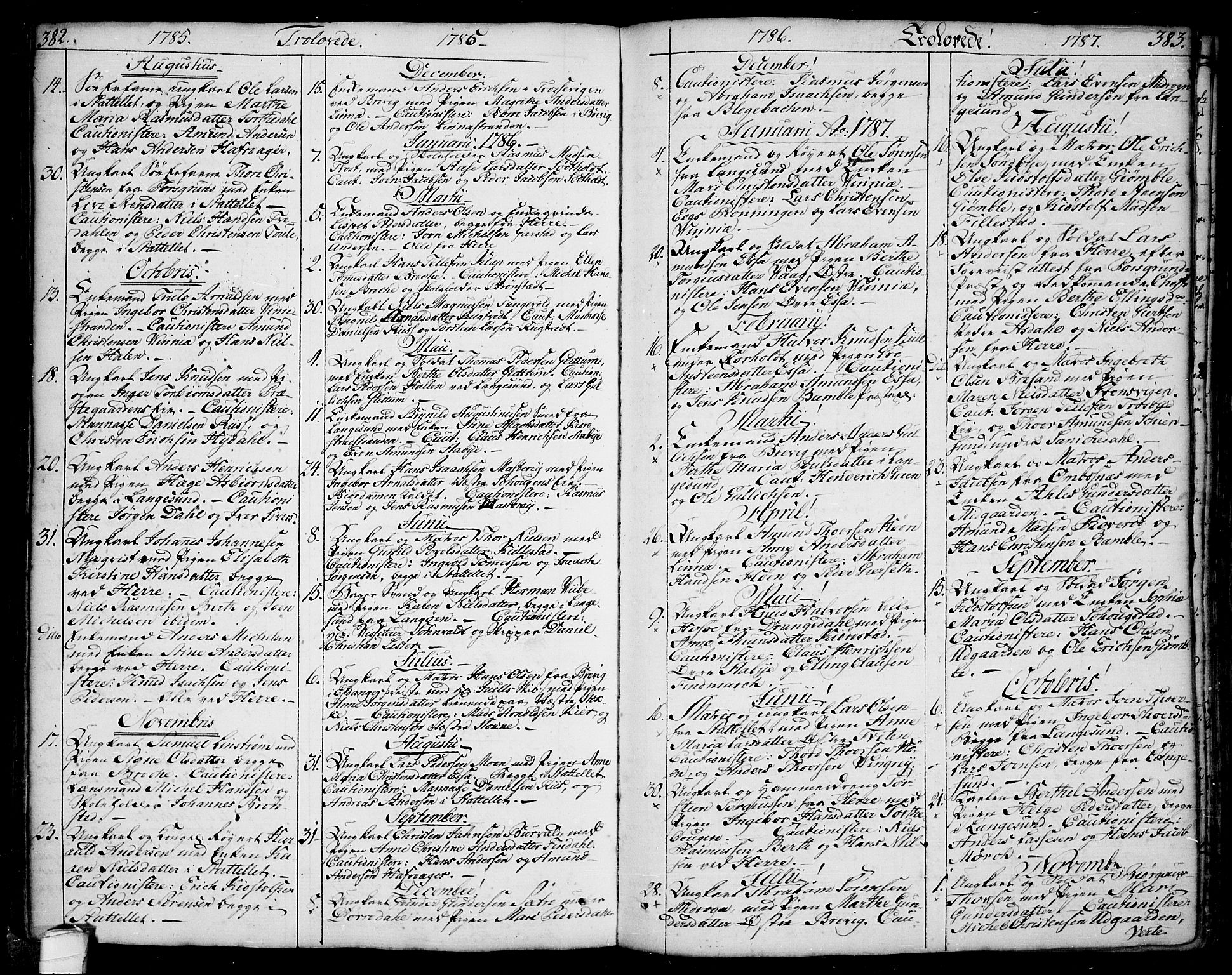 Bamble kirkebøker, SAKO/A-253/F/Fa/L0002: Parish register (official) no. I 2, 1775-1814, p. 382-383