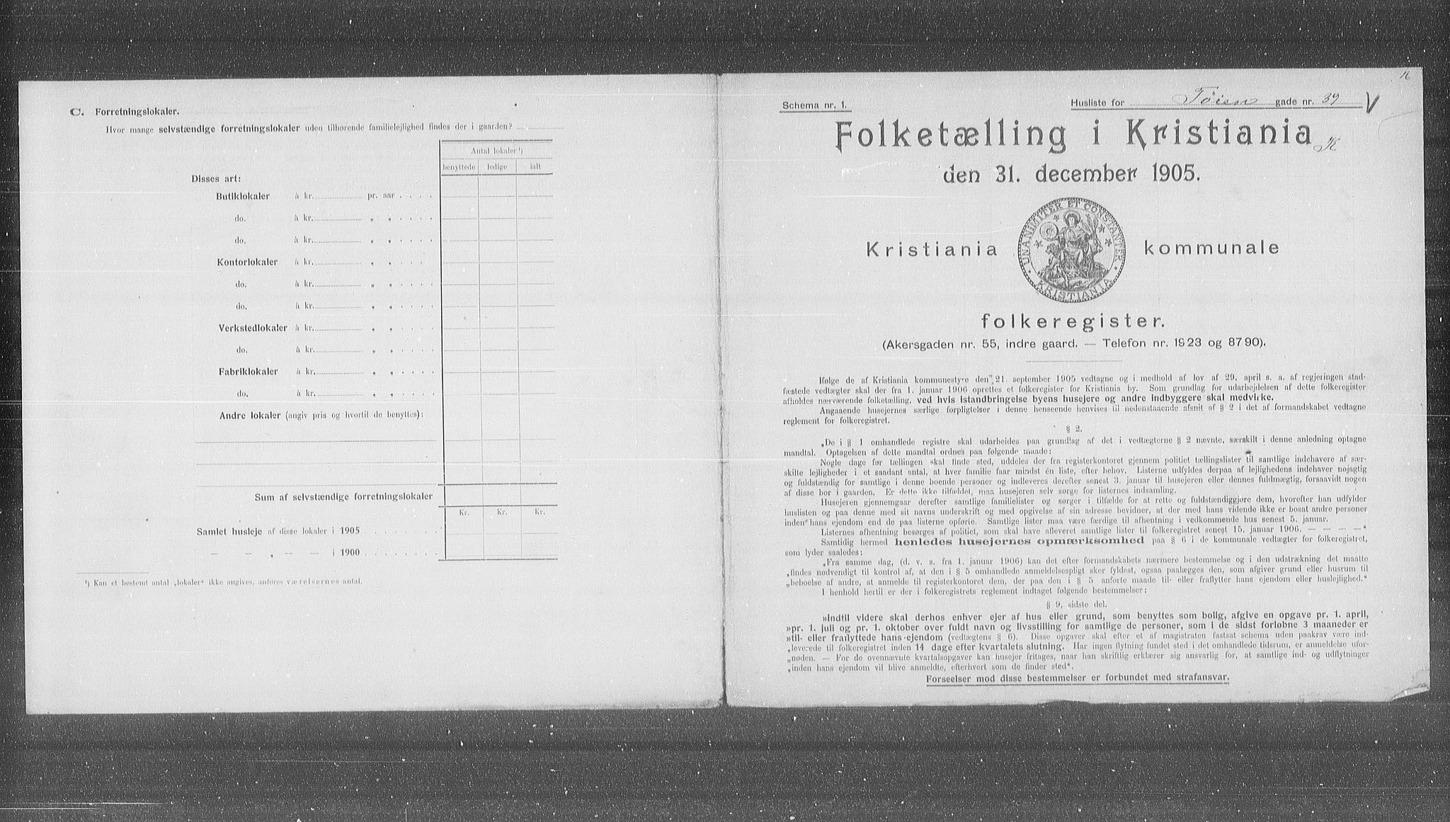 OBA, Municipal Census 1905 for Kristiania, 1905, p. 61713