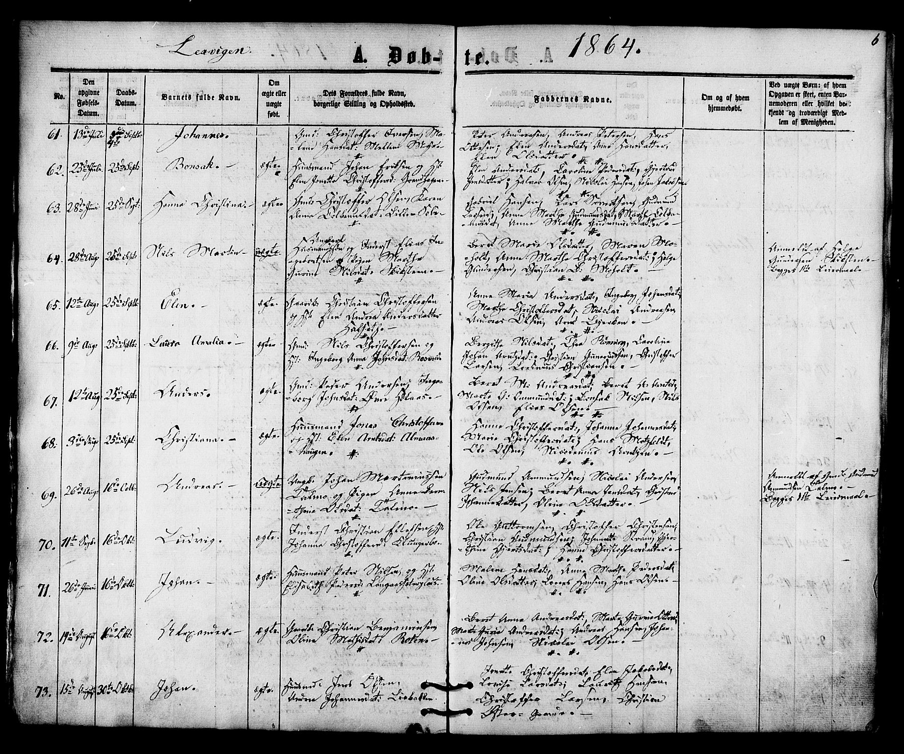 Ministerialprotokoller, klokkerbøker og fødselsregistre - Nord-Trøndelag, AV/SAT-A-1458/701/L0009: Parish register (official) no. 701A09 /1, 1864-1882, p. 6