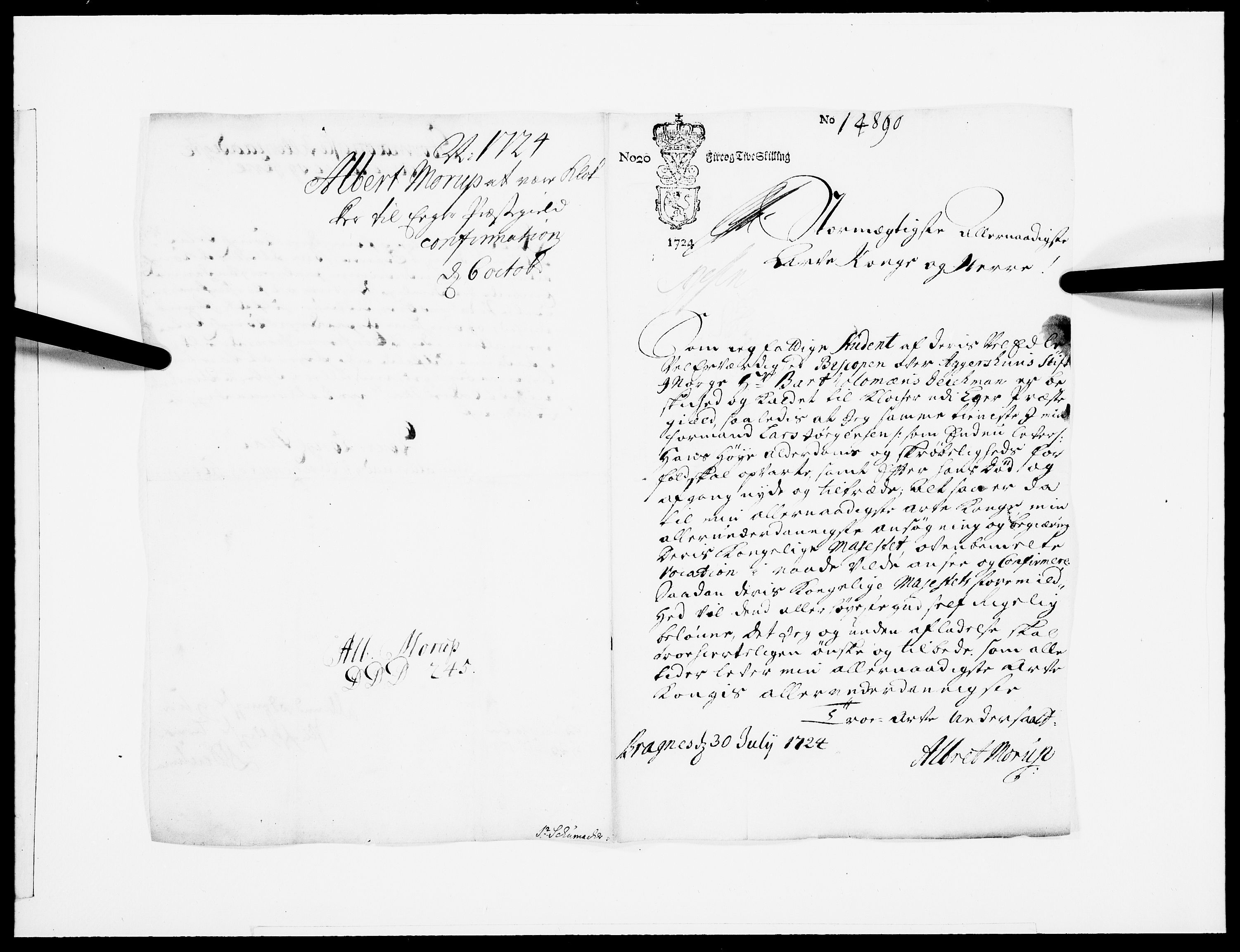 Danske Kanselli 1572-1799, RA/EA-3023/F/Fc/Fcc/Fcca/L0095: Norske innlegg 1572-1799, 1724, p. 409