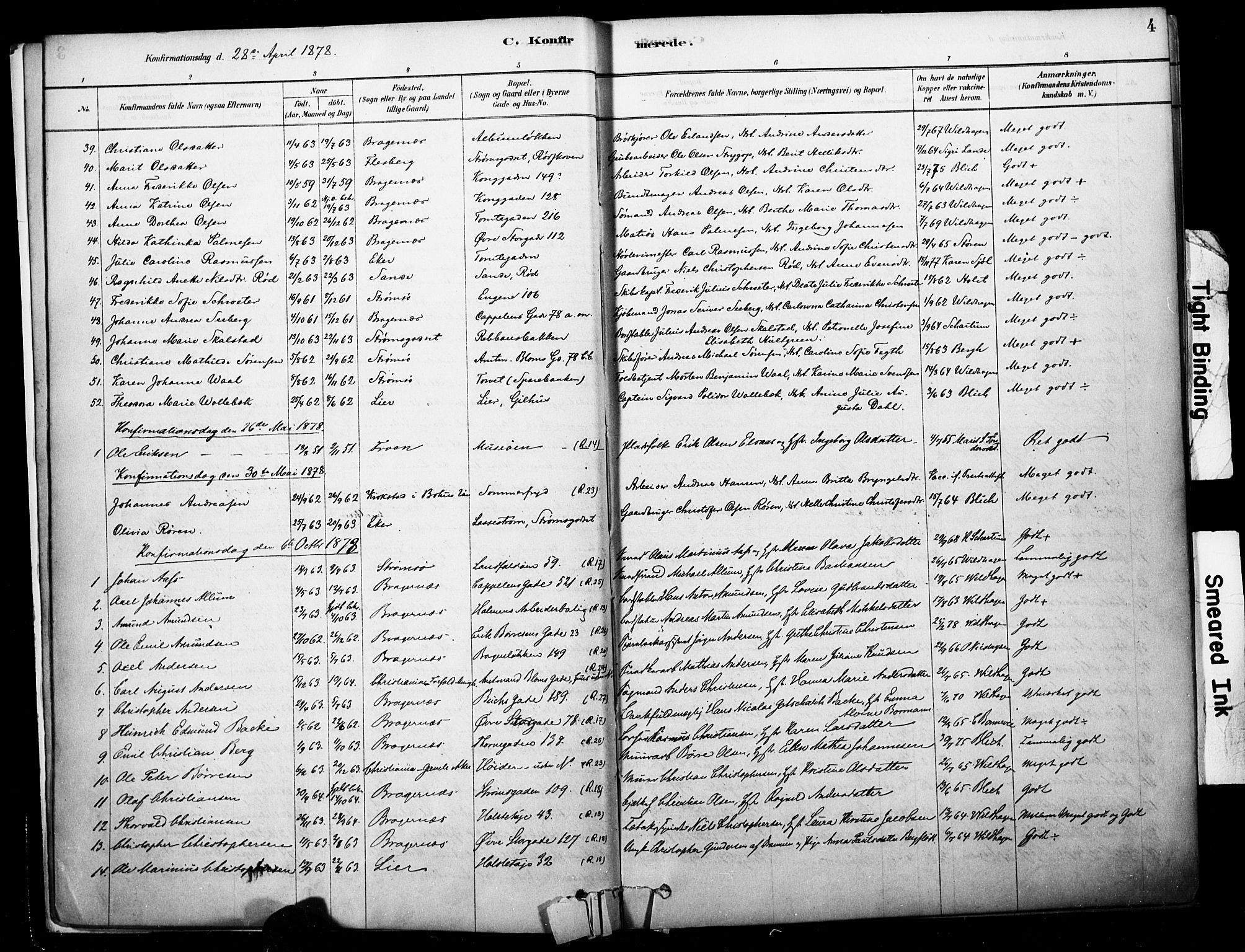 Bragernes kirkebøker, AV/SAKO-A-6/F/Fc/L0005: Parish register (official) no. III 5, 1878-1890, p. 4