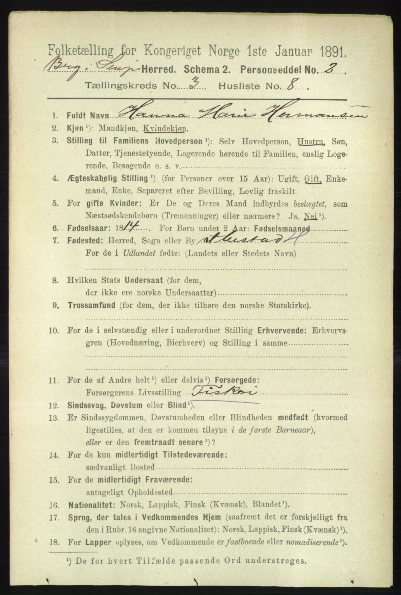 RA, 1891 census for 1929 Berg, 1891, p. 1086