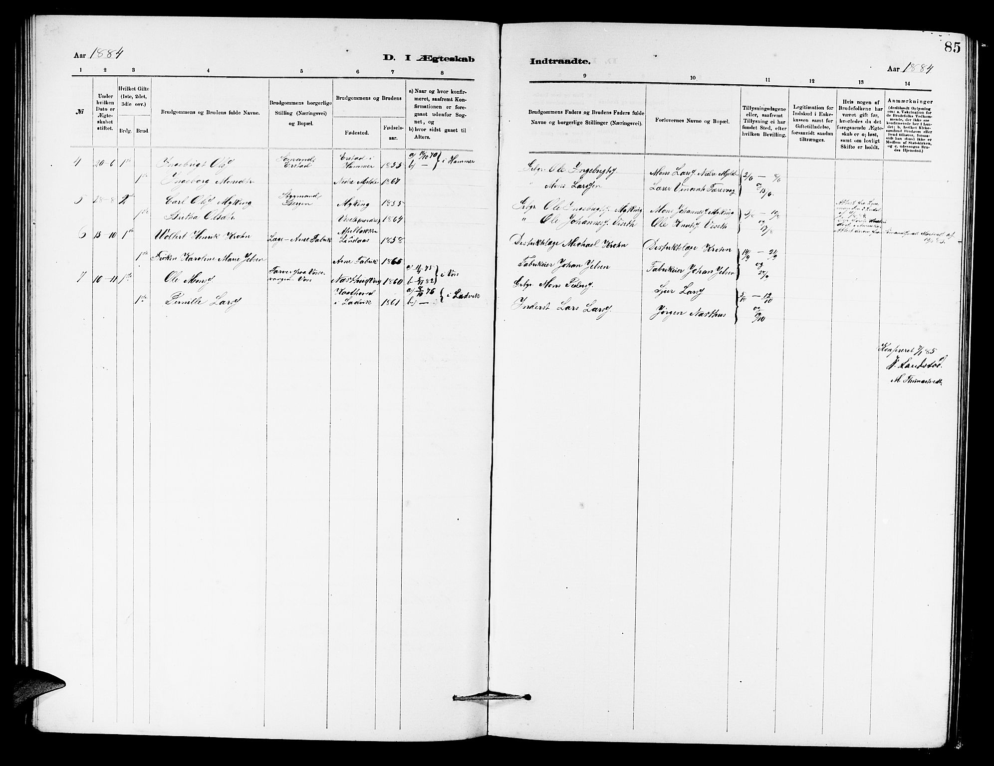 Haus sokneprestembete, AV/SAB-A-75601/H/Hab: Parish register (copy) no. B 2, 1878-1884, p. 85