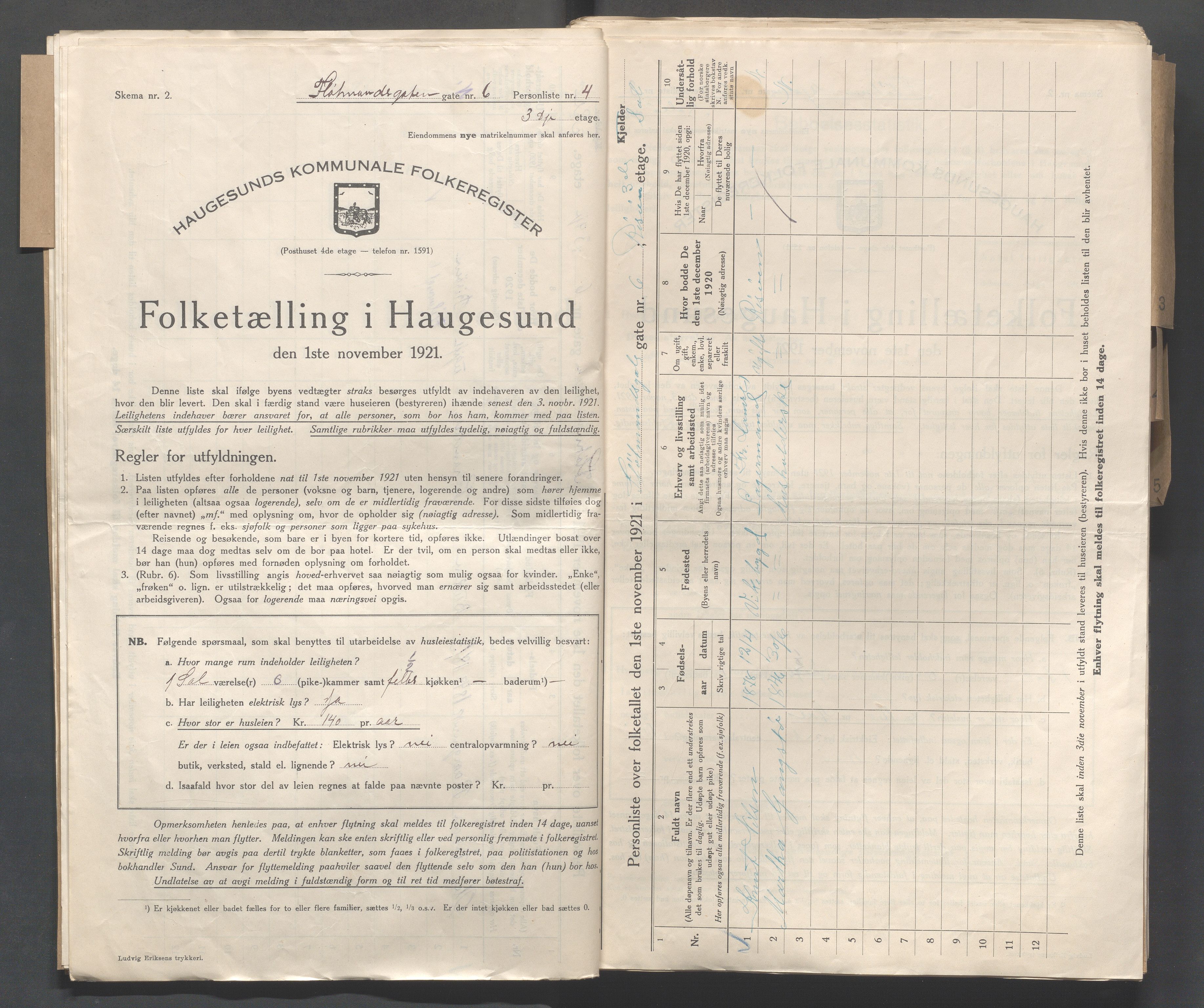 IKAR, Local census 1.11.1921 for Haugesund, 1921, p. 6660