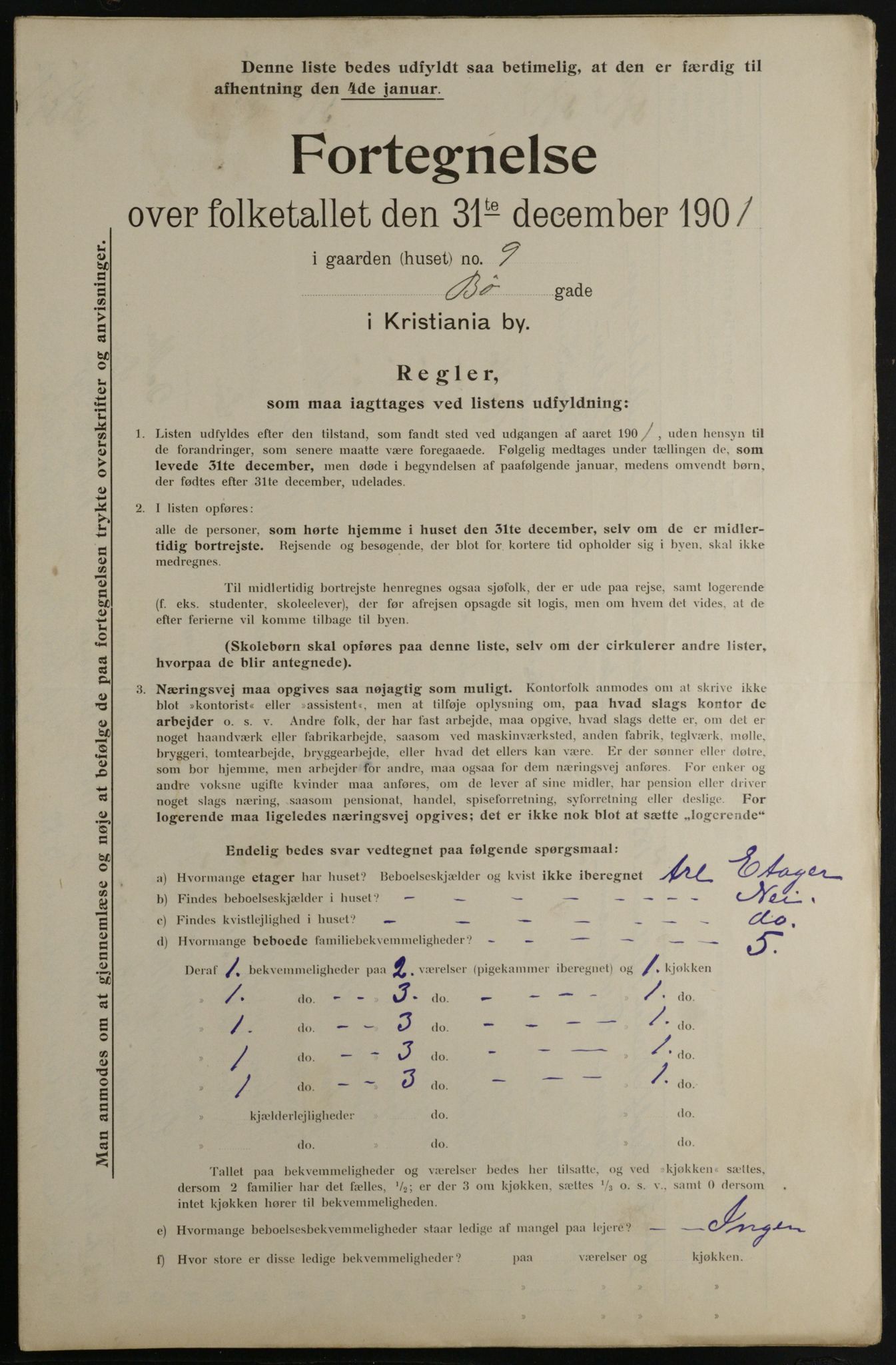 OBA, Municipal Census 1901 for Kristiania, 1901, p. 1833