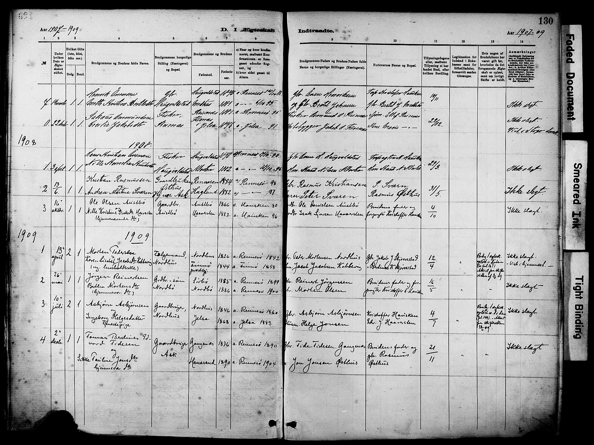 Rennesøy sokneprestkontor, SAST/A -101827/H/Ha/Haa/L0012: Parish register (official) no. A 13, 1885-1917, p. 130