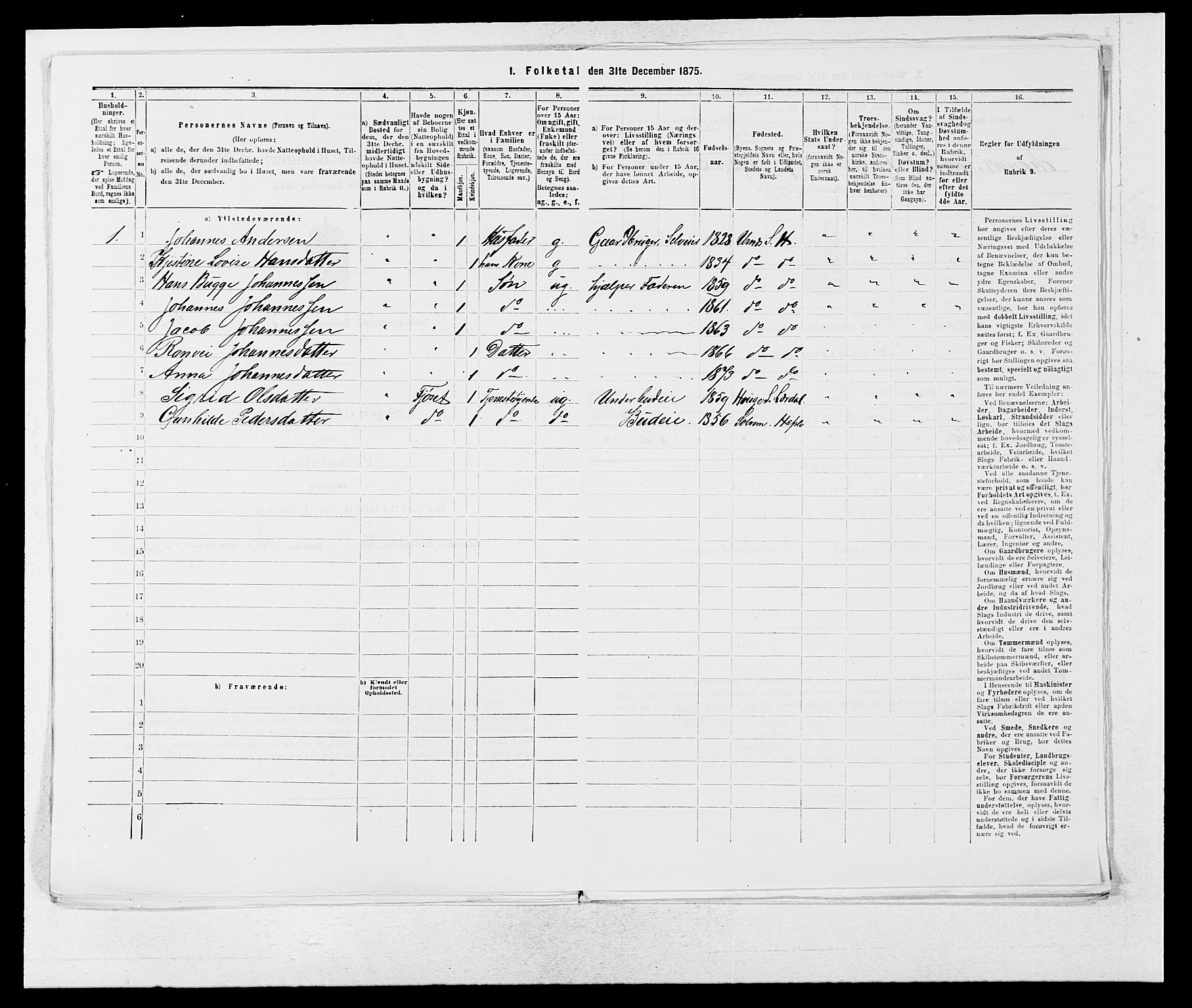 SAB, 1875 census for 1425P Hafslo, 1875, p. 835