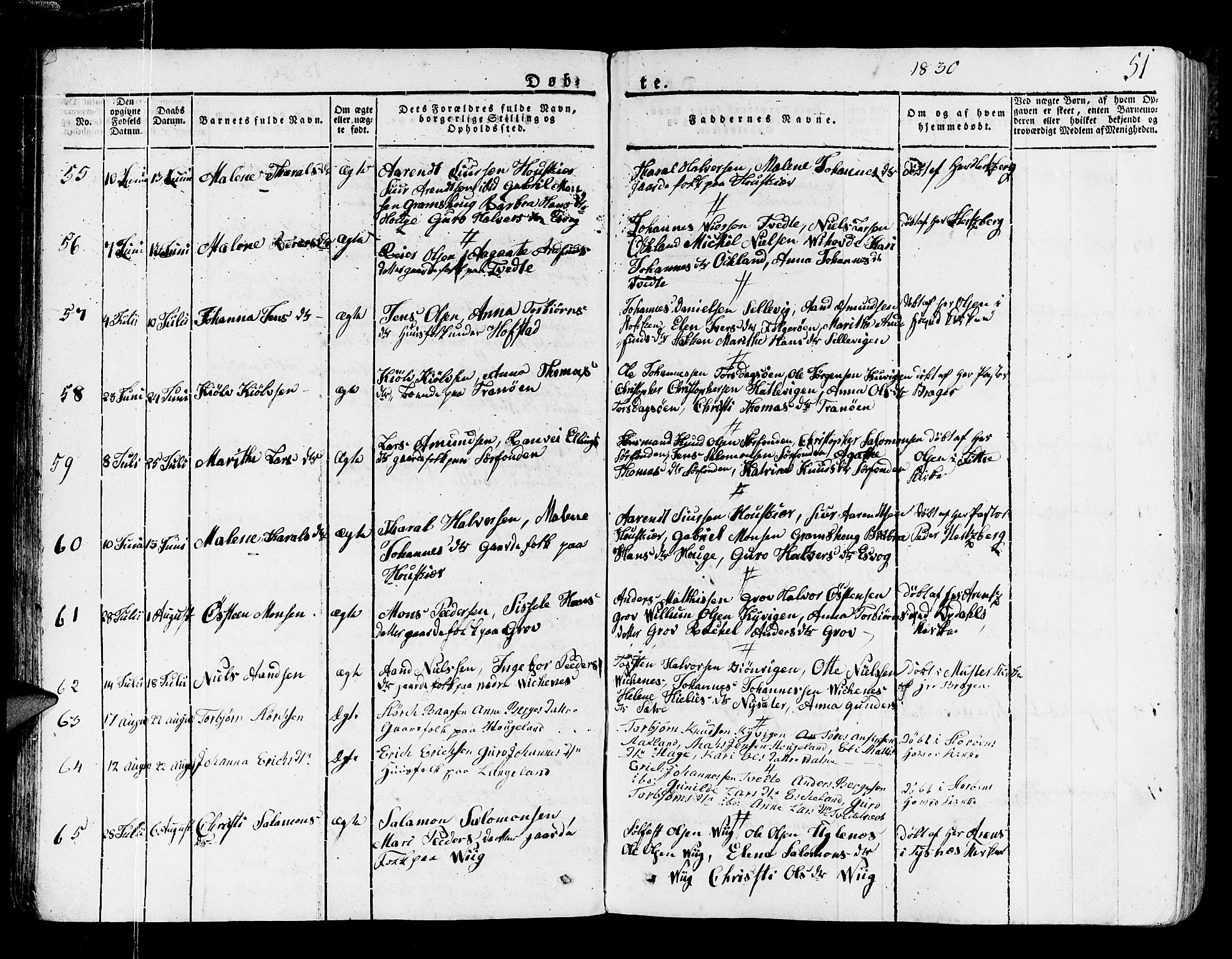 Stord sokneprestembete, AV/SAB-A-78201/H/Haa: Parish register (official) no. A 6, 1826-1840, p. 51