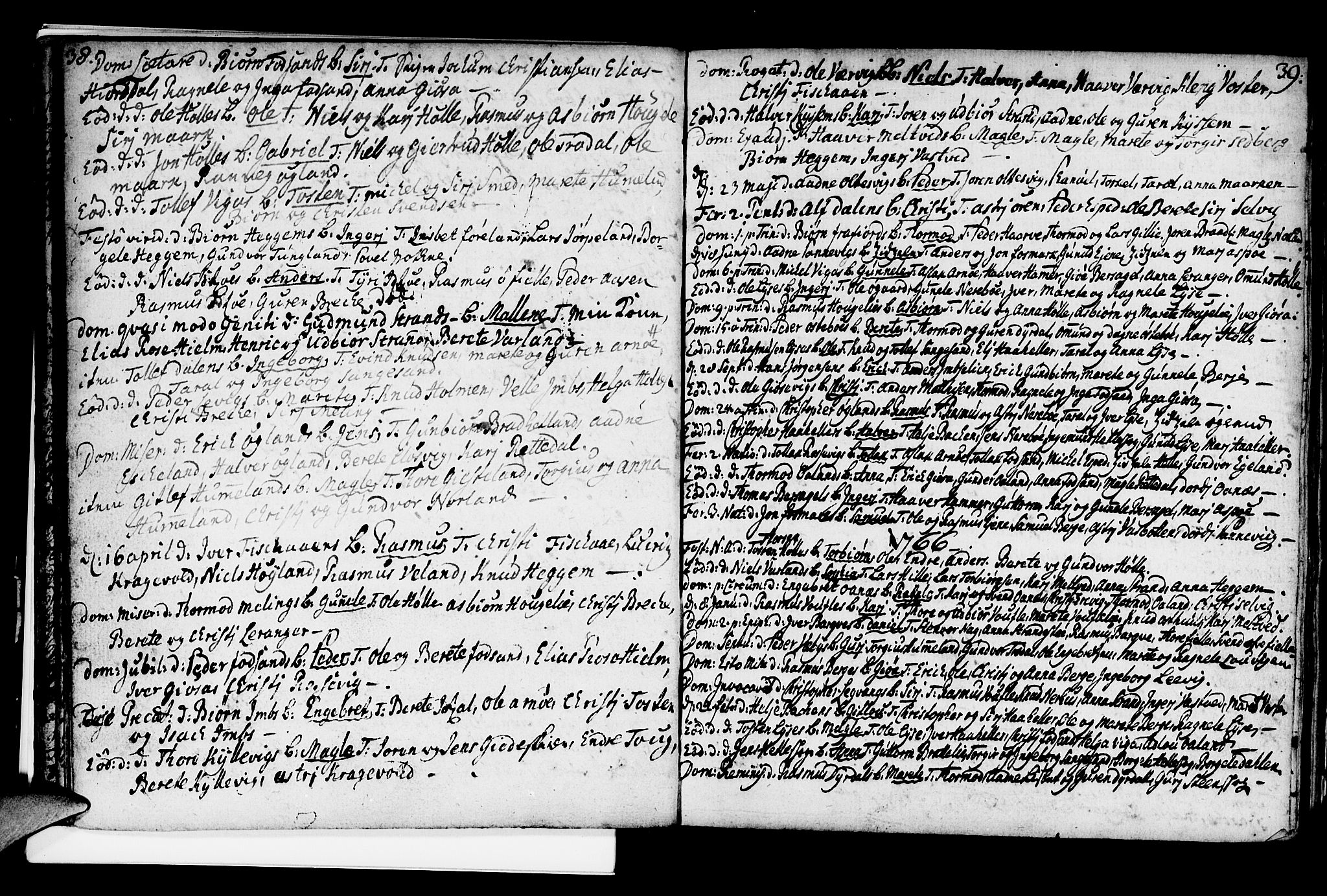 Strand sokneprestkontor, SAST/A-101828/H/Ha/Haa/L0002: Parish register (official) no. A 2, 1744-1768, p. 38-39