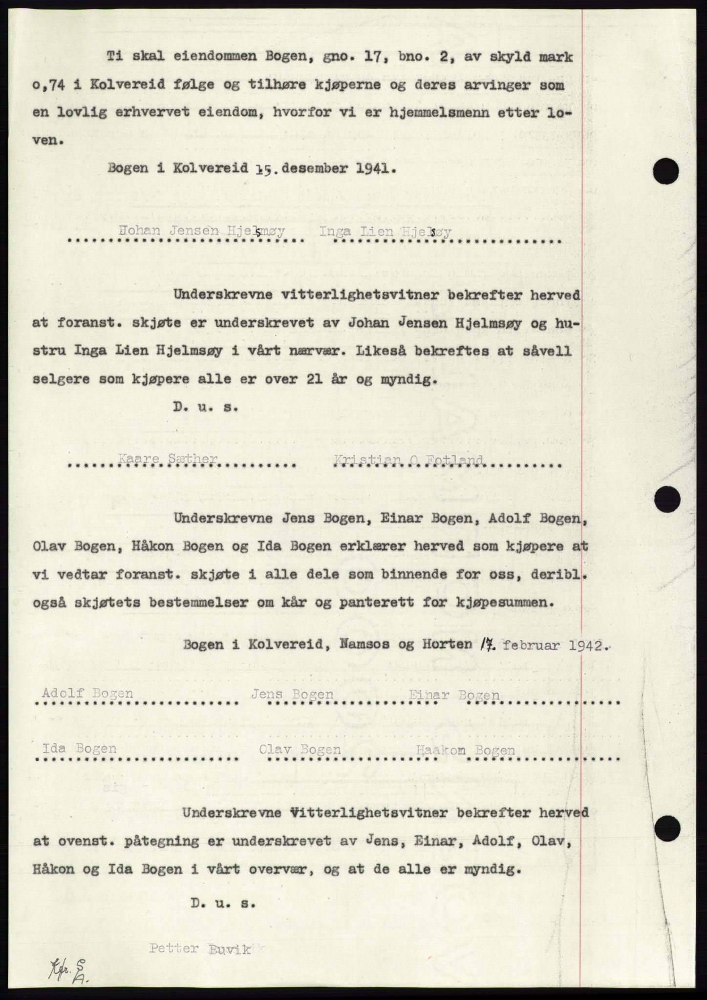 Namdal sorenskriveri, SAT/A-4133/1/2/2C: Mortgage book no. -, 1941-1942, Diary no: : 451/1942
