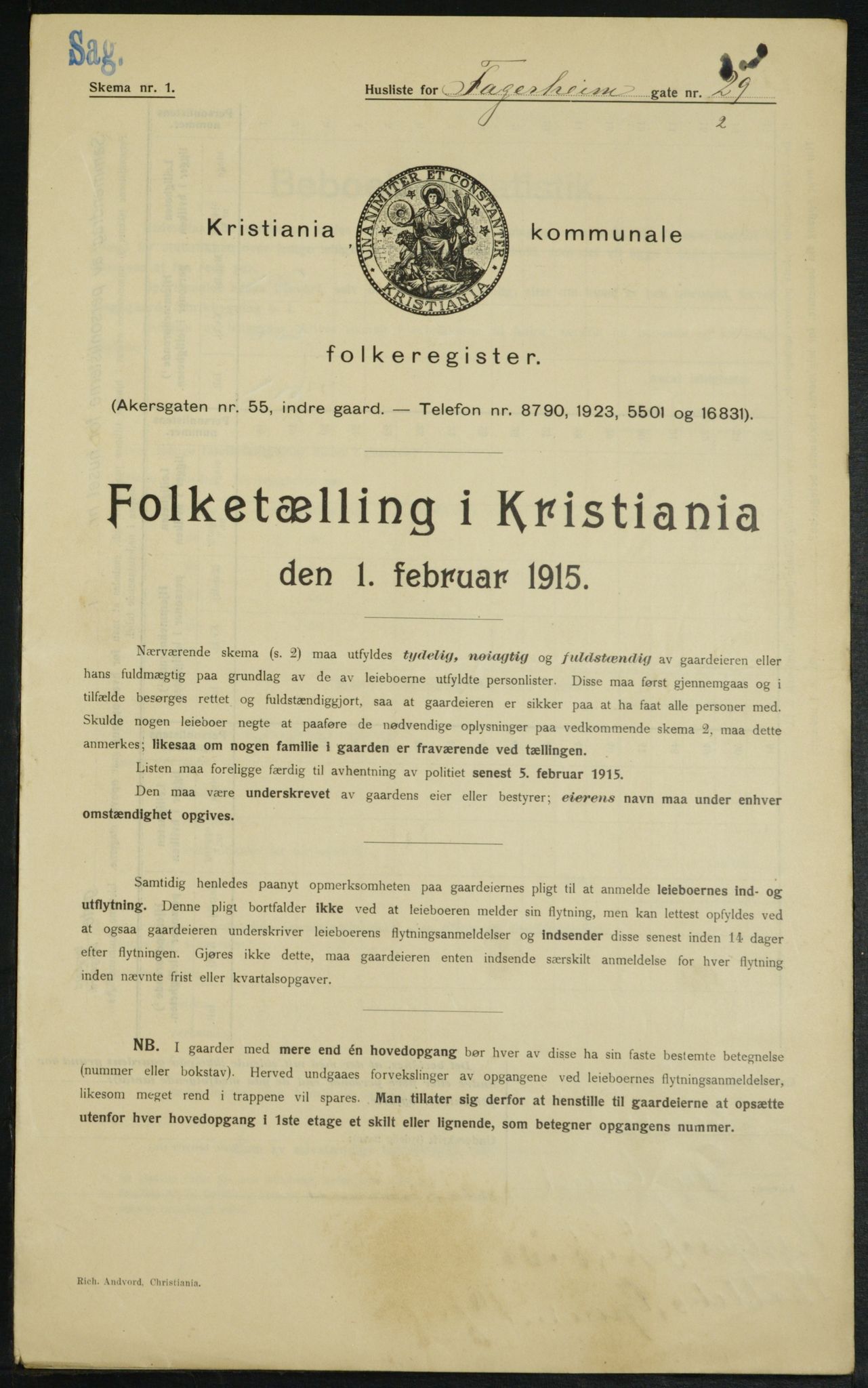 OBA, Municipal Census 1915 for Kristiania, 1915, p. 22725